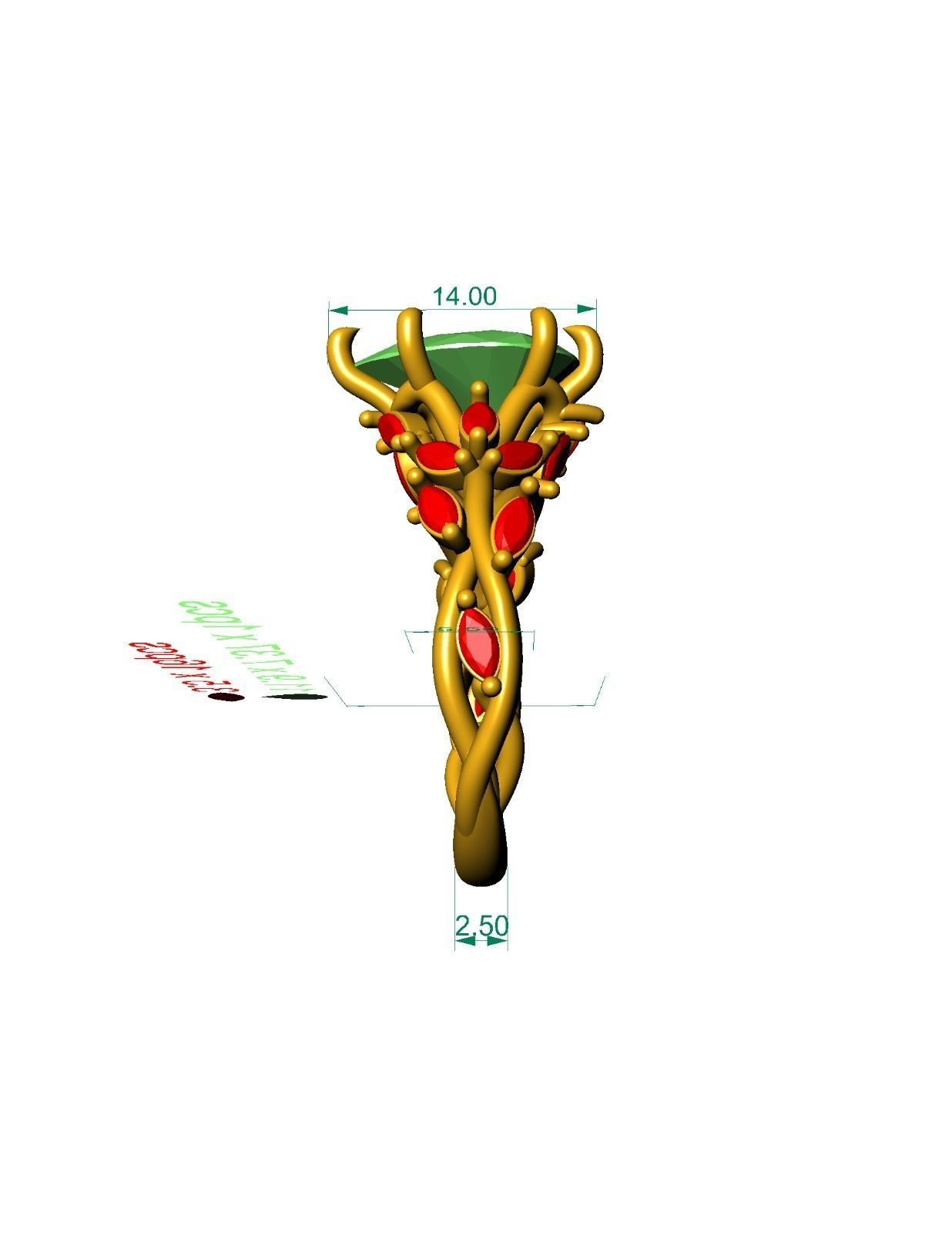 Ring with marquee leaves  3D print model_6