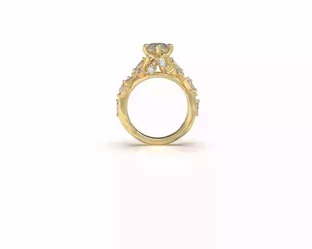 Ring with marquee leaves 