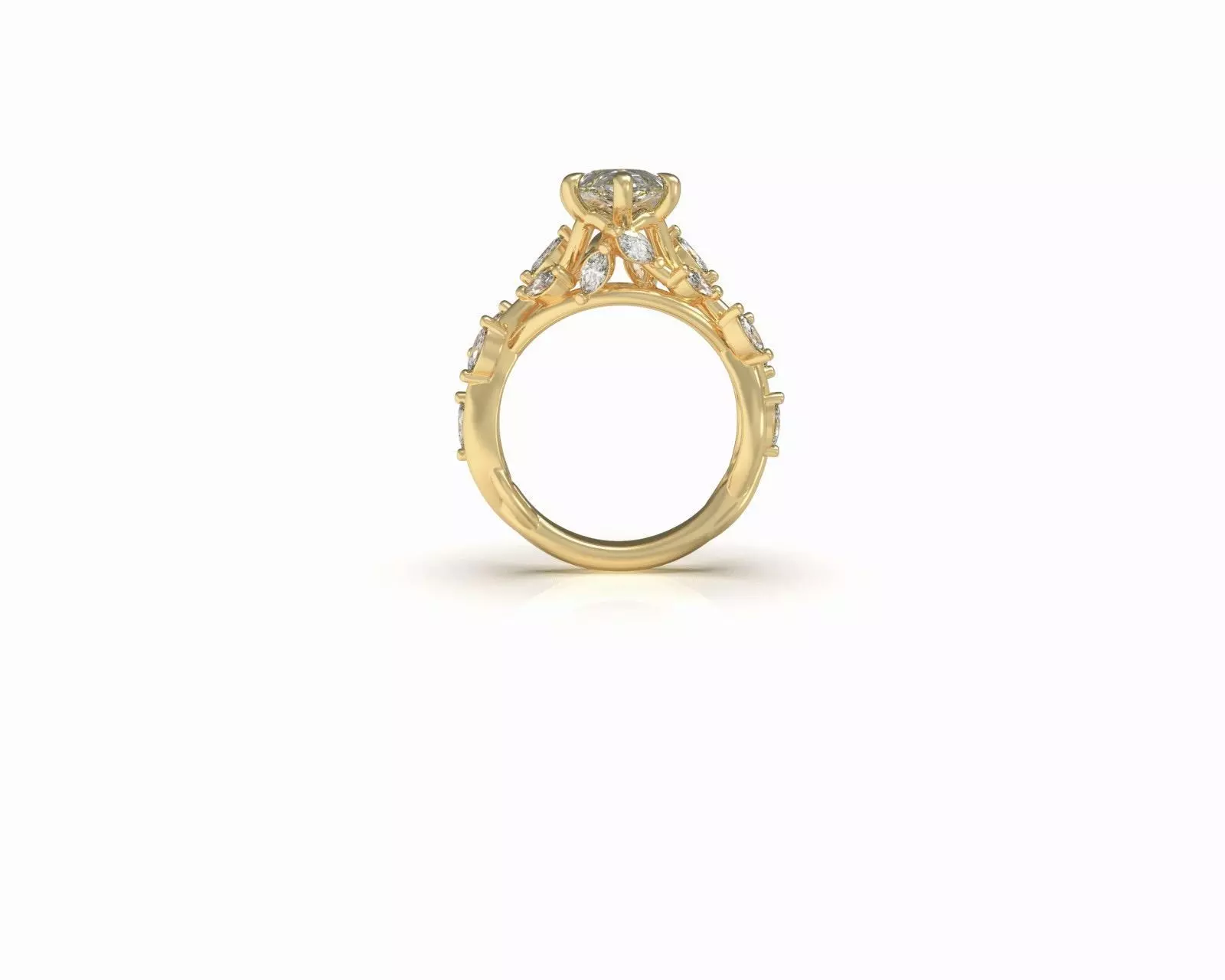 Ring with marquee leaves  3D print model_0