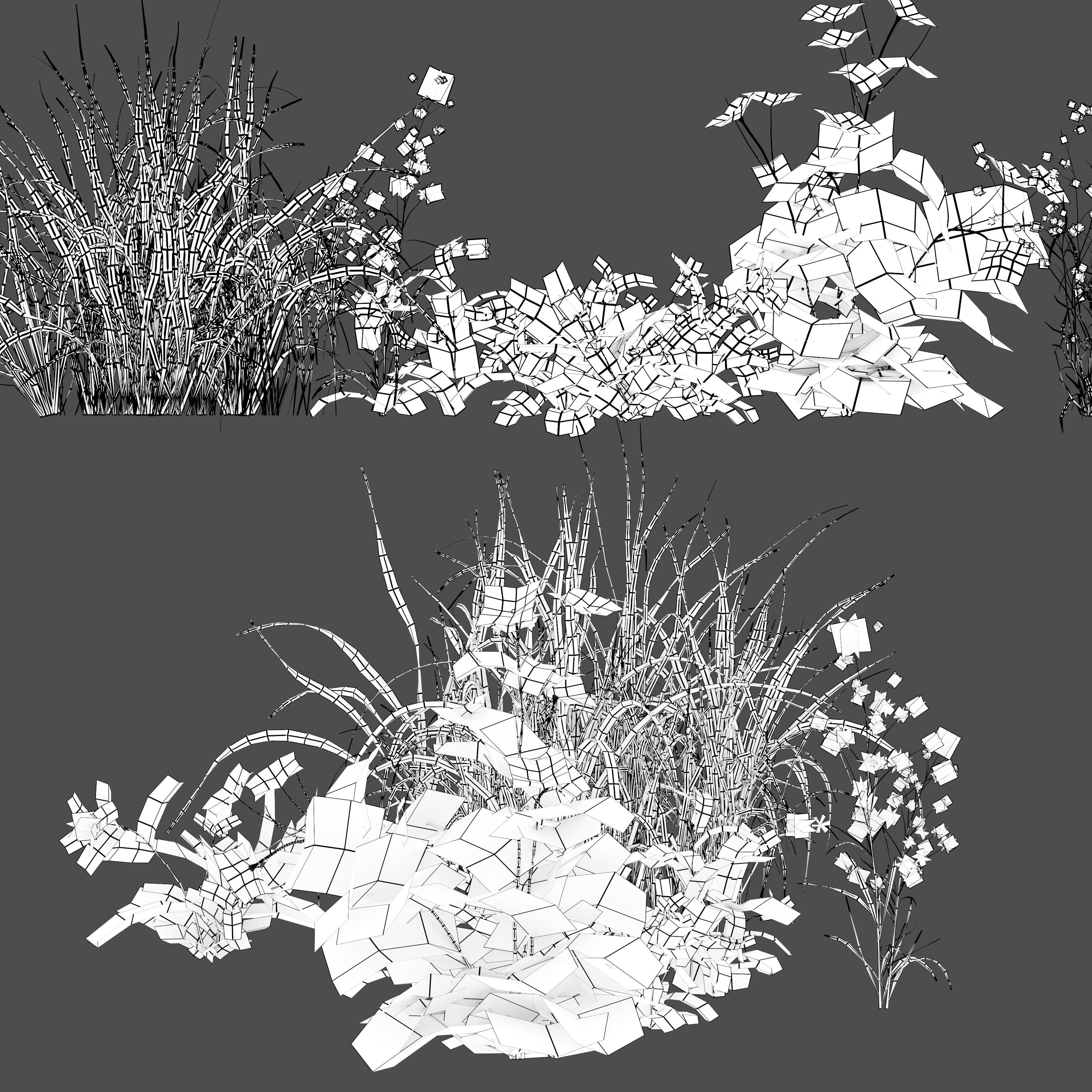 Meadow 3 dandelion in grass 3D model_6