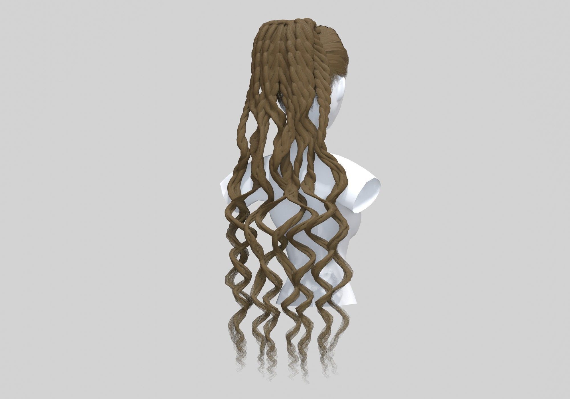 Wavy Female Hair 3D model_3