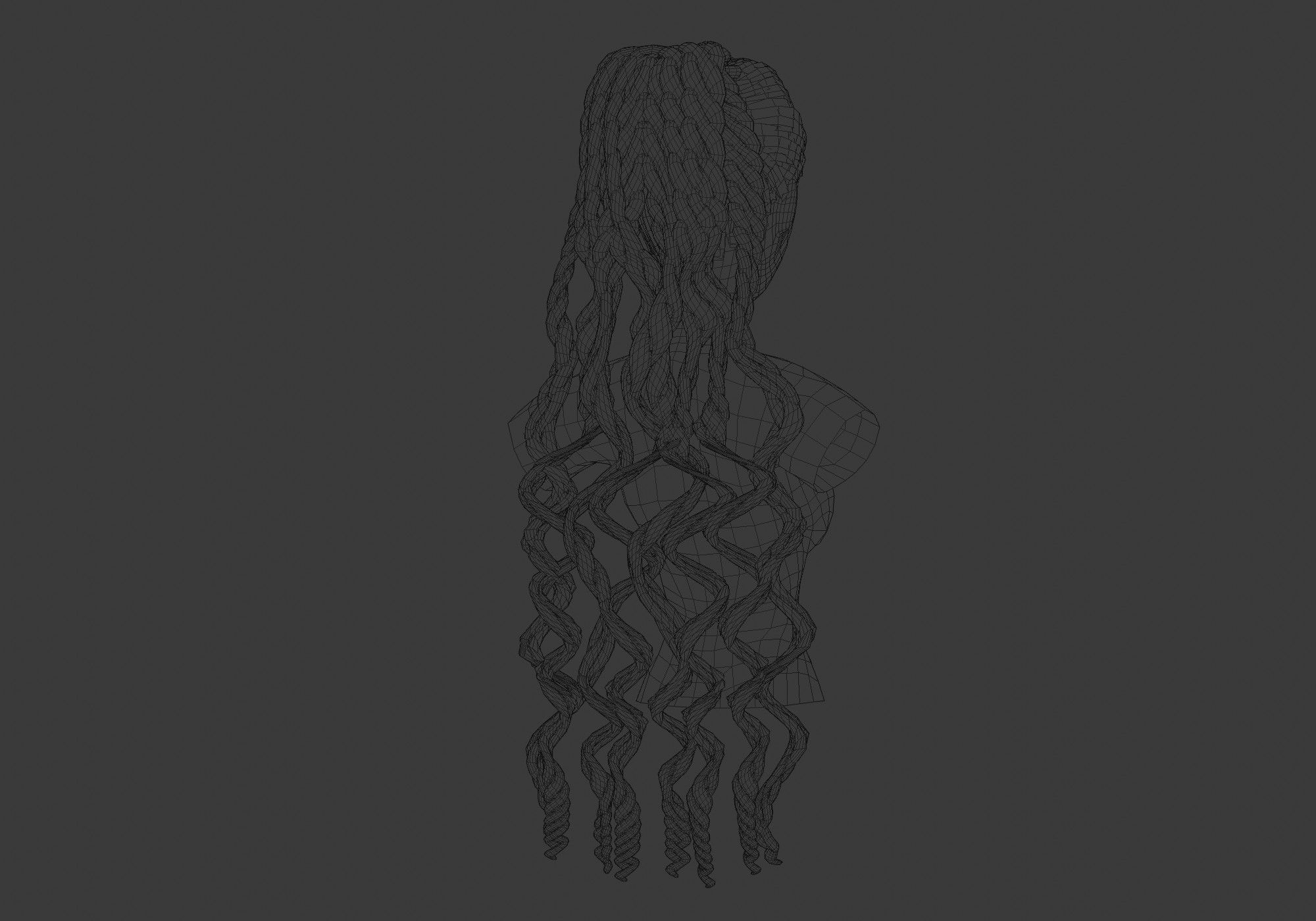 Wavy Female Hair 3D model_8