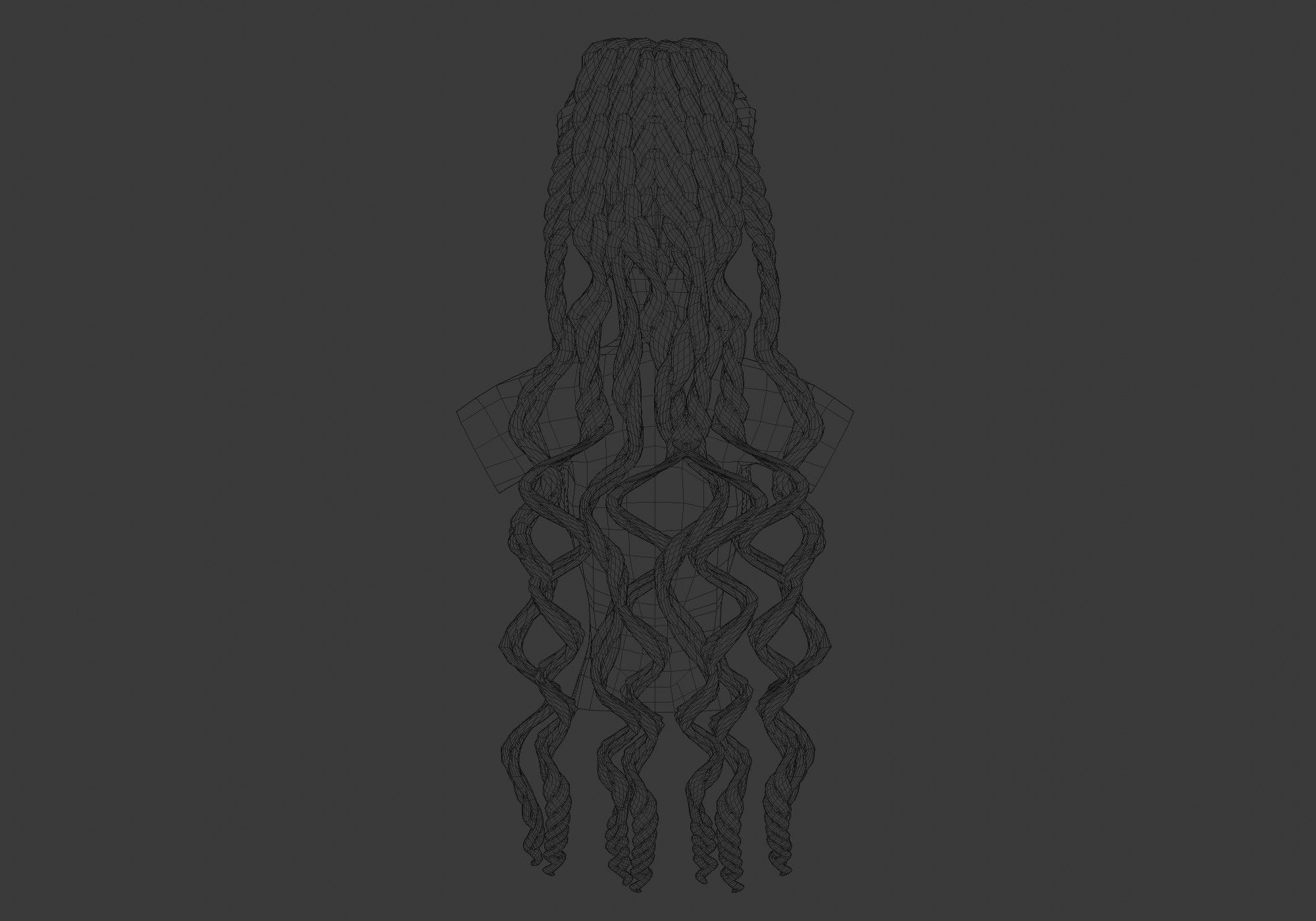 Wavy Female Hair 3D model_9