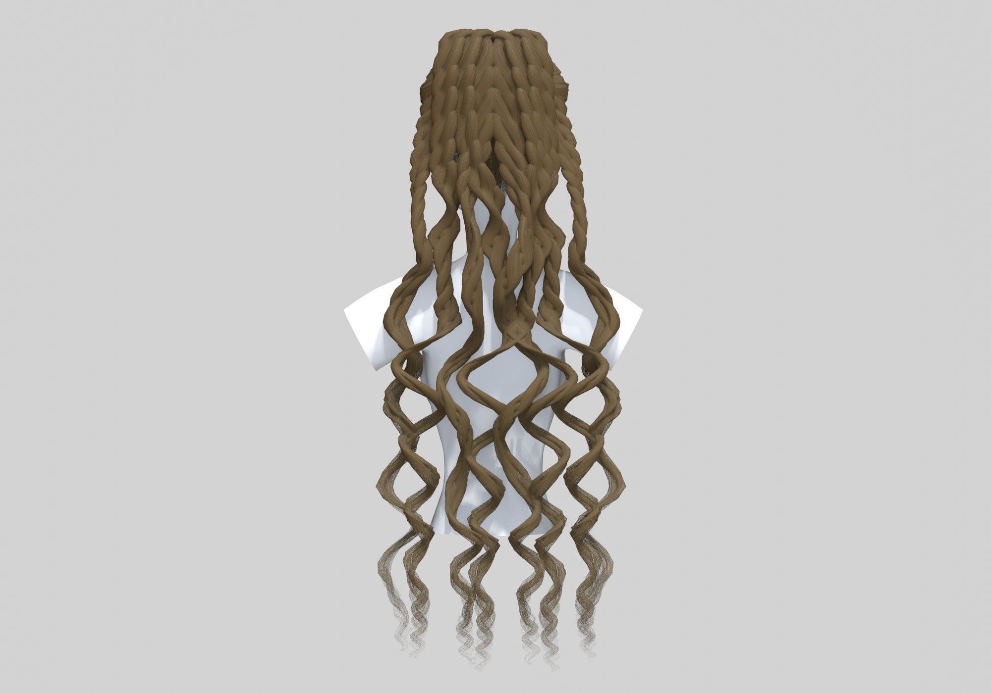 Wavy Female Hair 3D model_4
