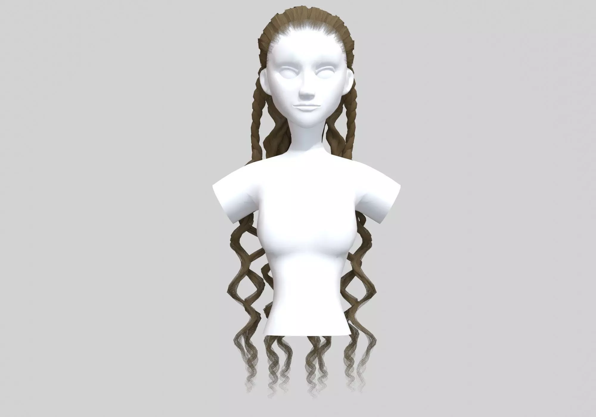 Wavy Female Hair 3D model_0
