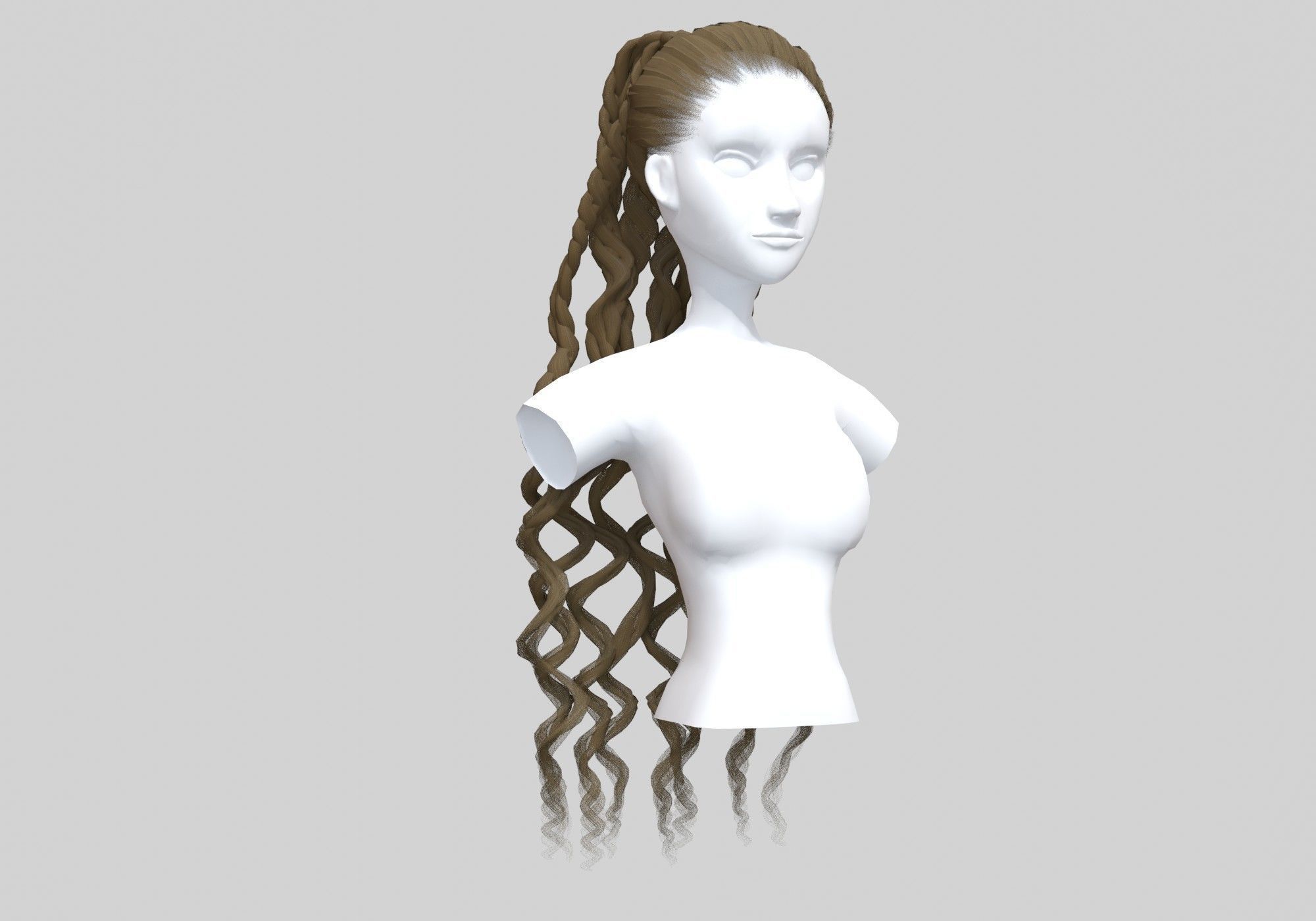 Wavy Female Hair 3D model_1