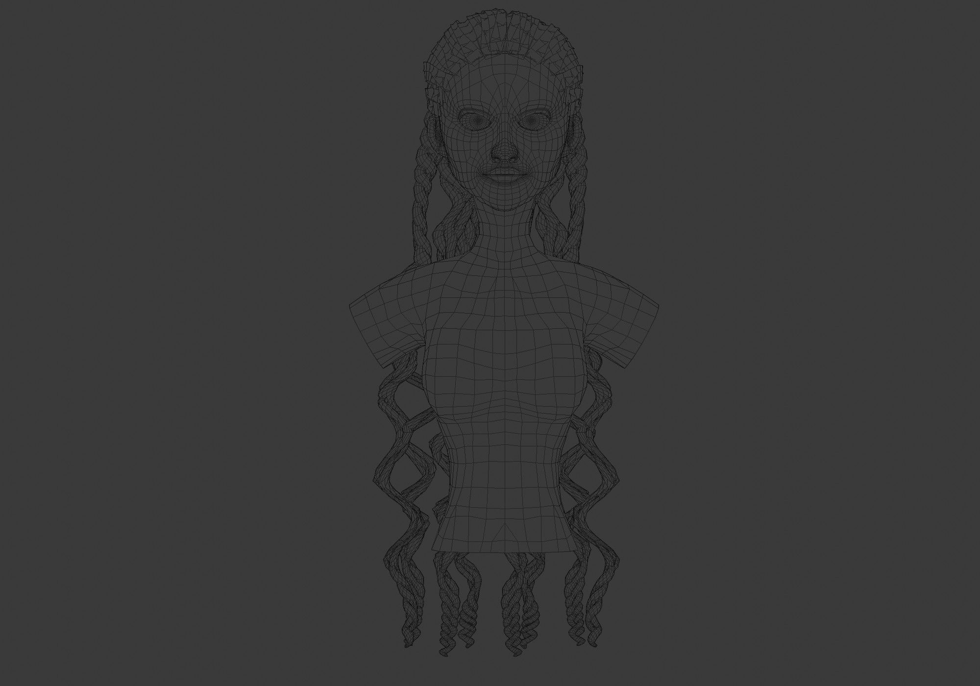 Wavy Female Hair 3D model_5