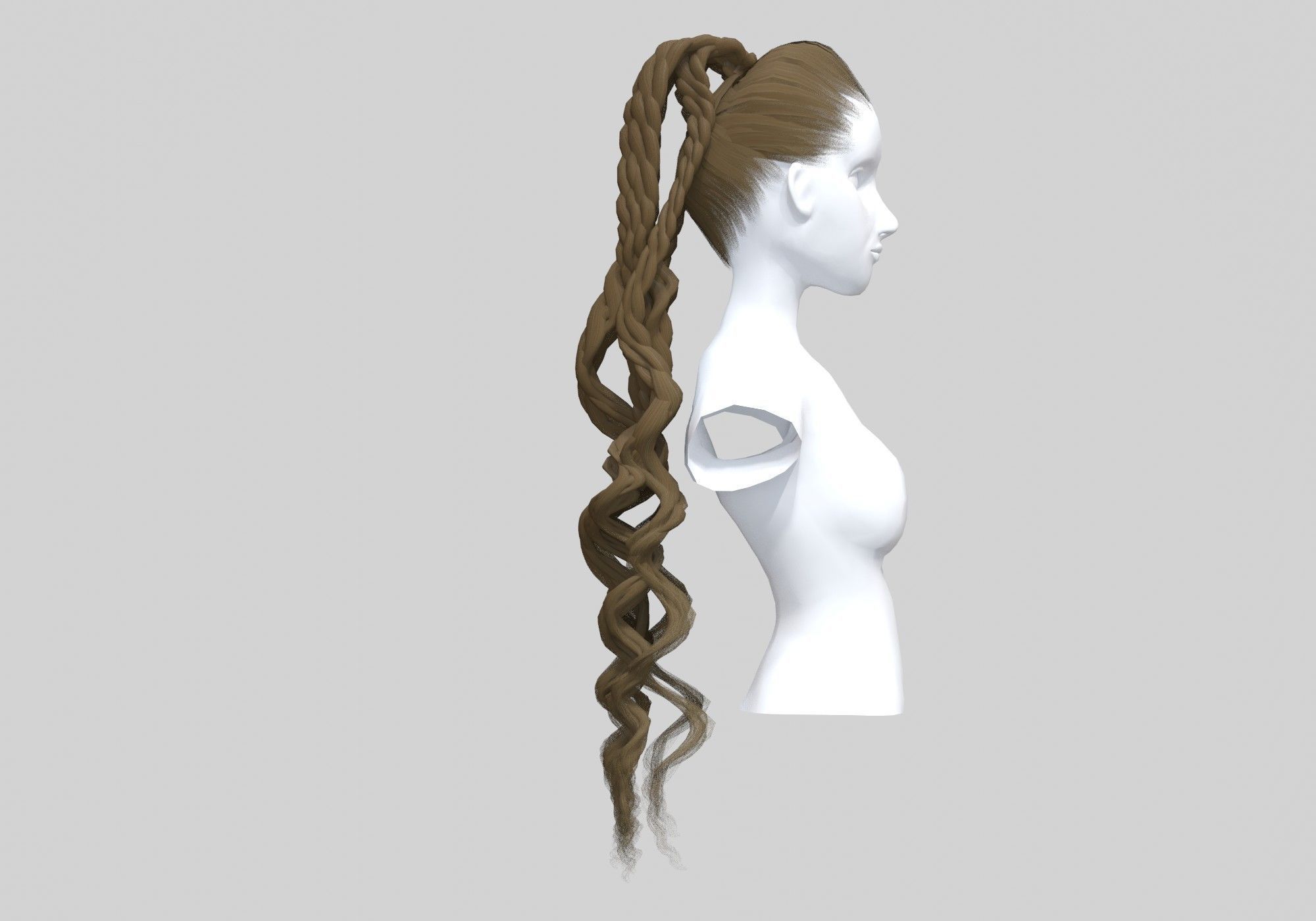 Wavy Female Hair 3D model_2