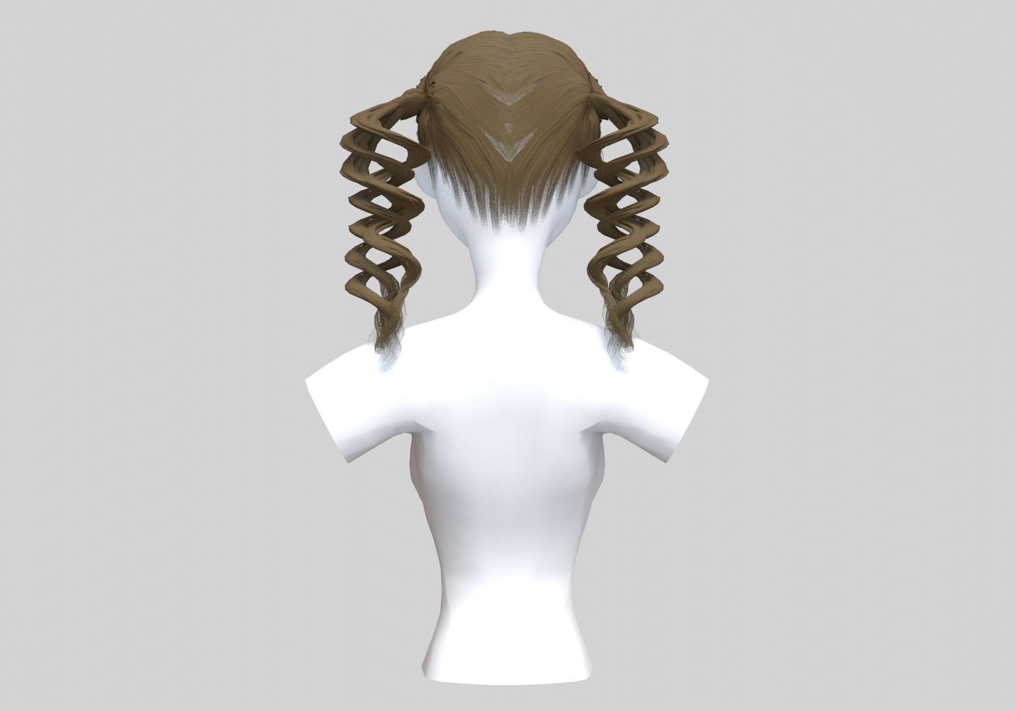Two Pigtails Hair 3D model_4