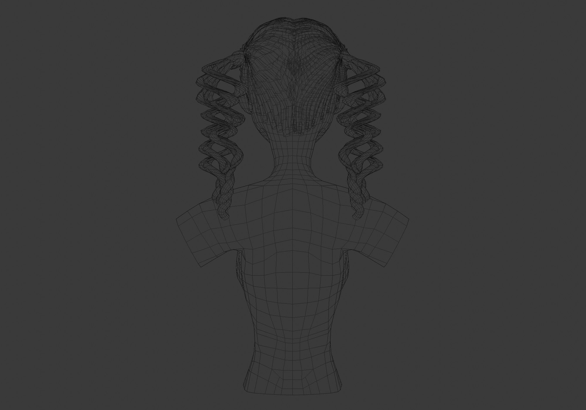 Two Pigtails Hair 3D model_9