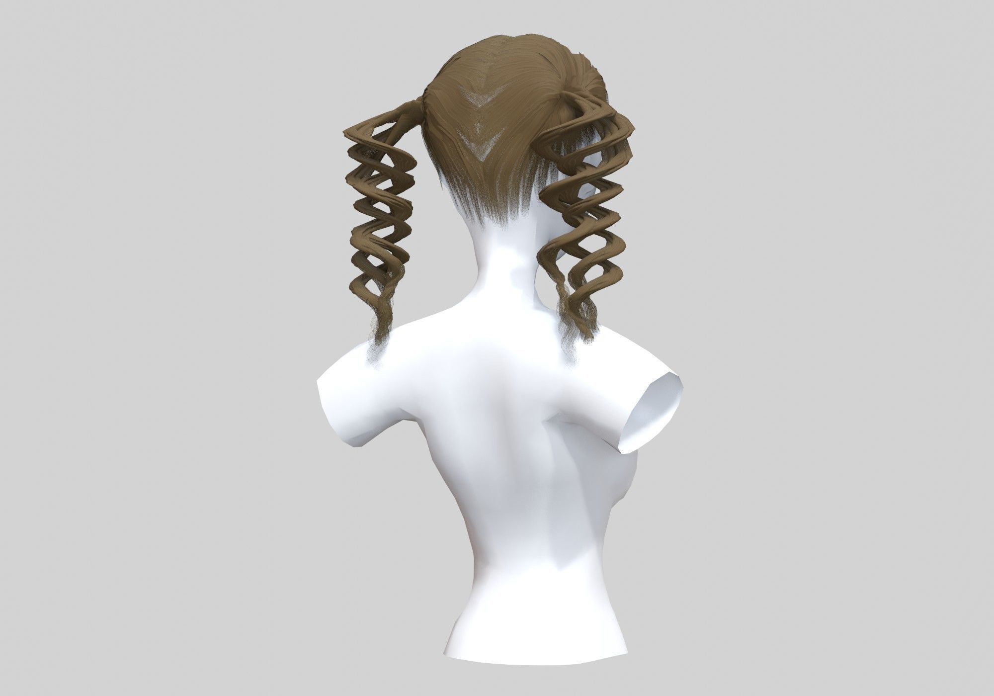 Two Pigtails Hair 3D model_3