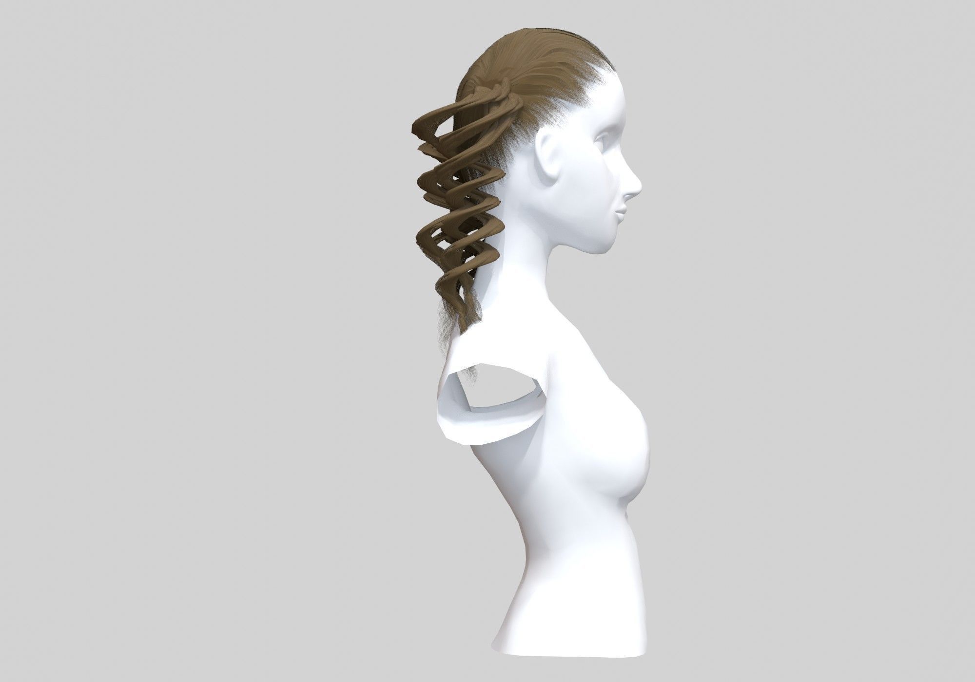 Two Pigtails Hair 3D model_2