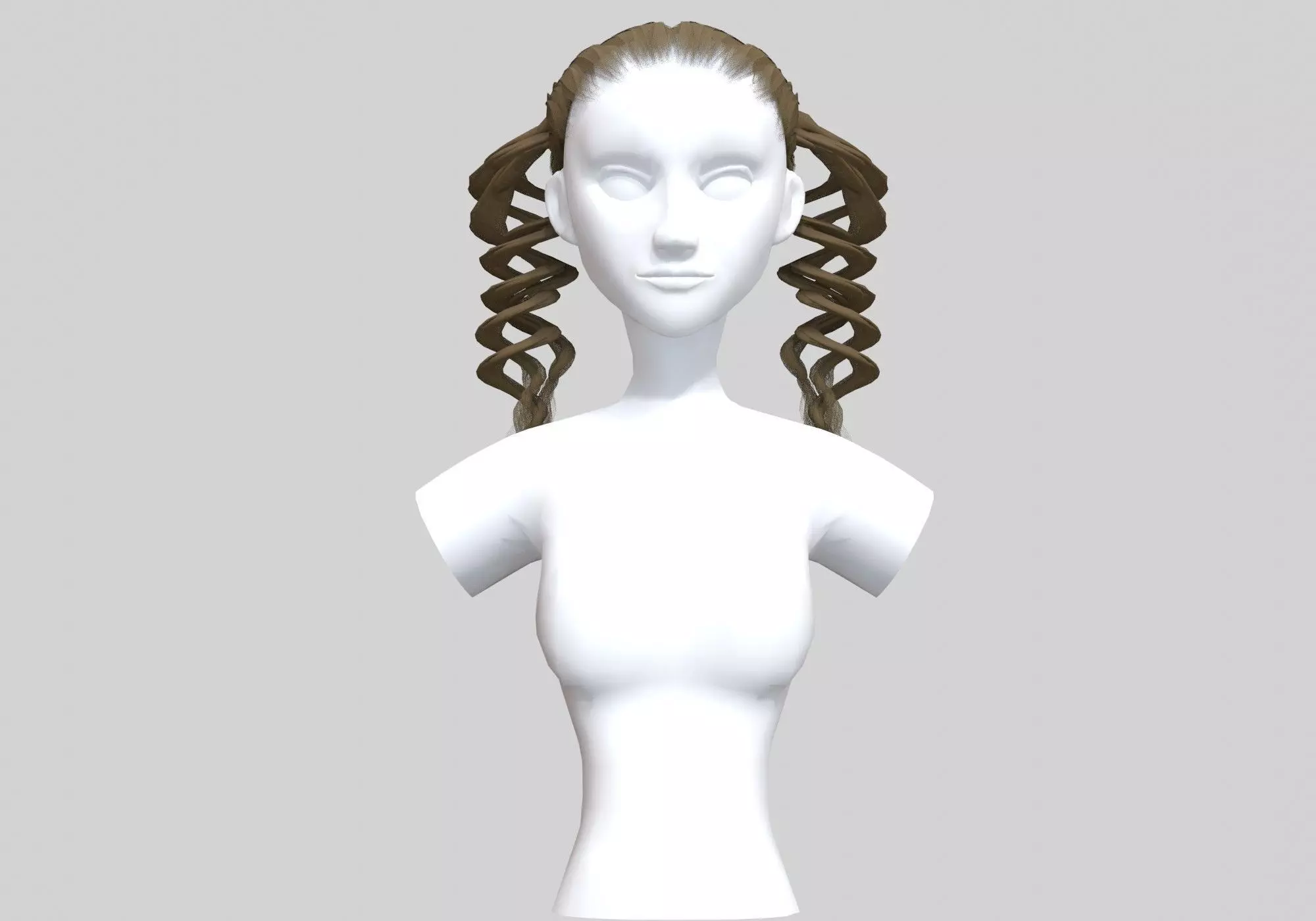 Two Pigtails Hair 3D model_0