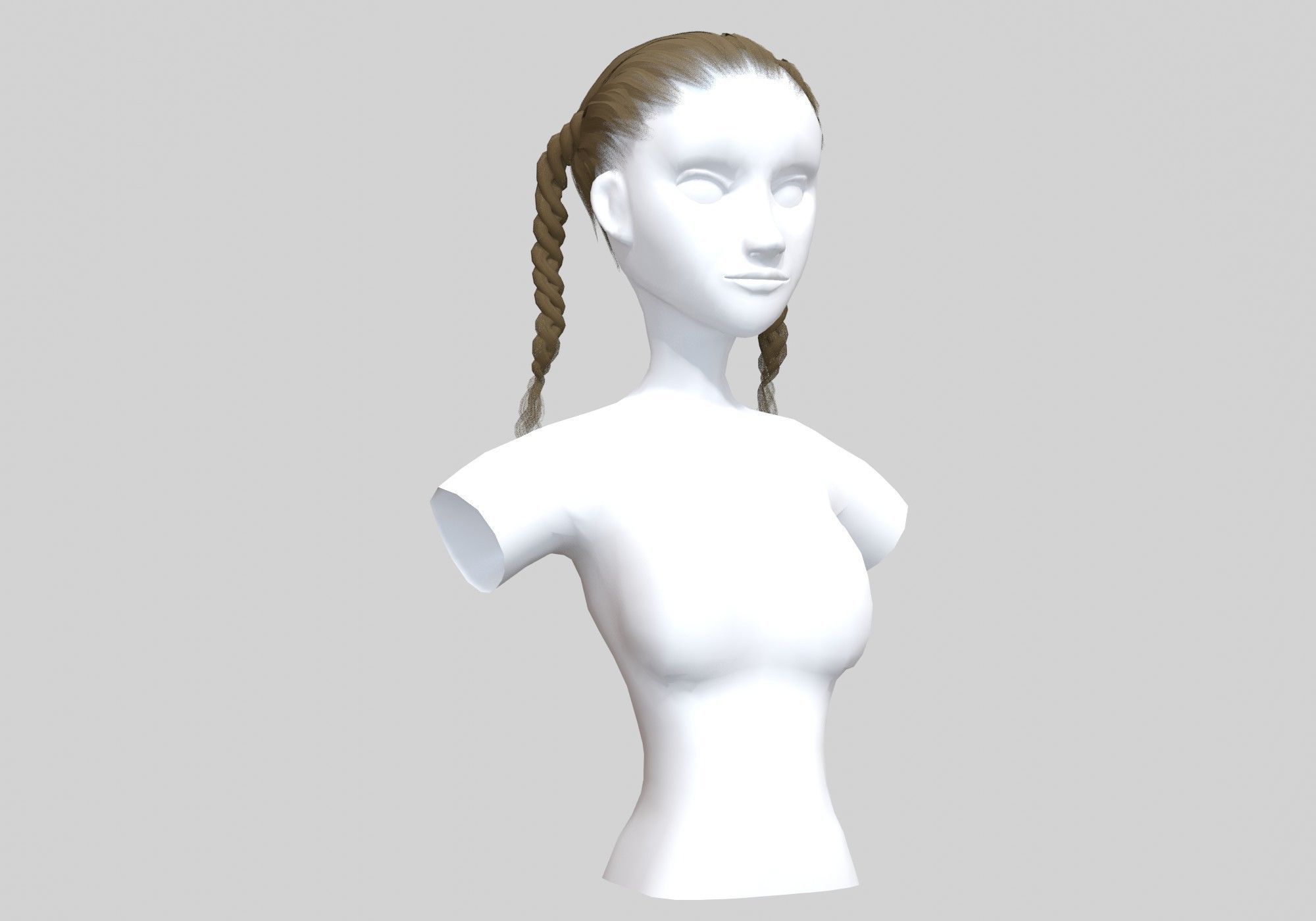 Ponytails Two Hairstyle 3D model_1