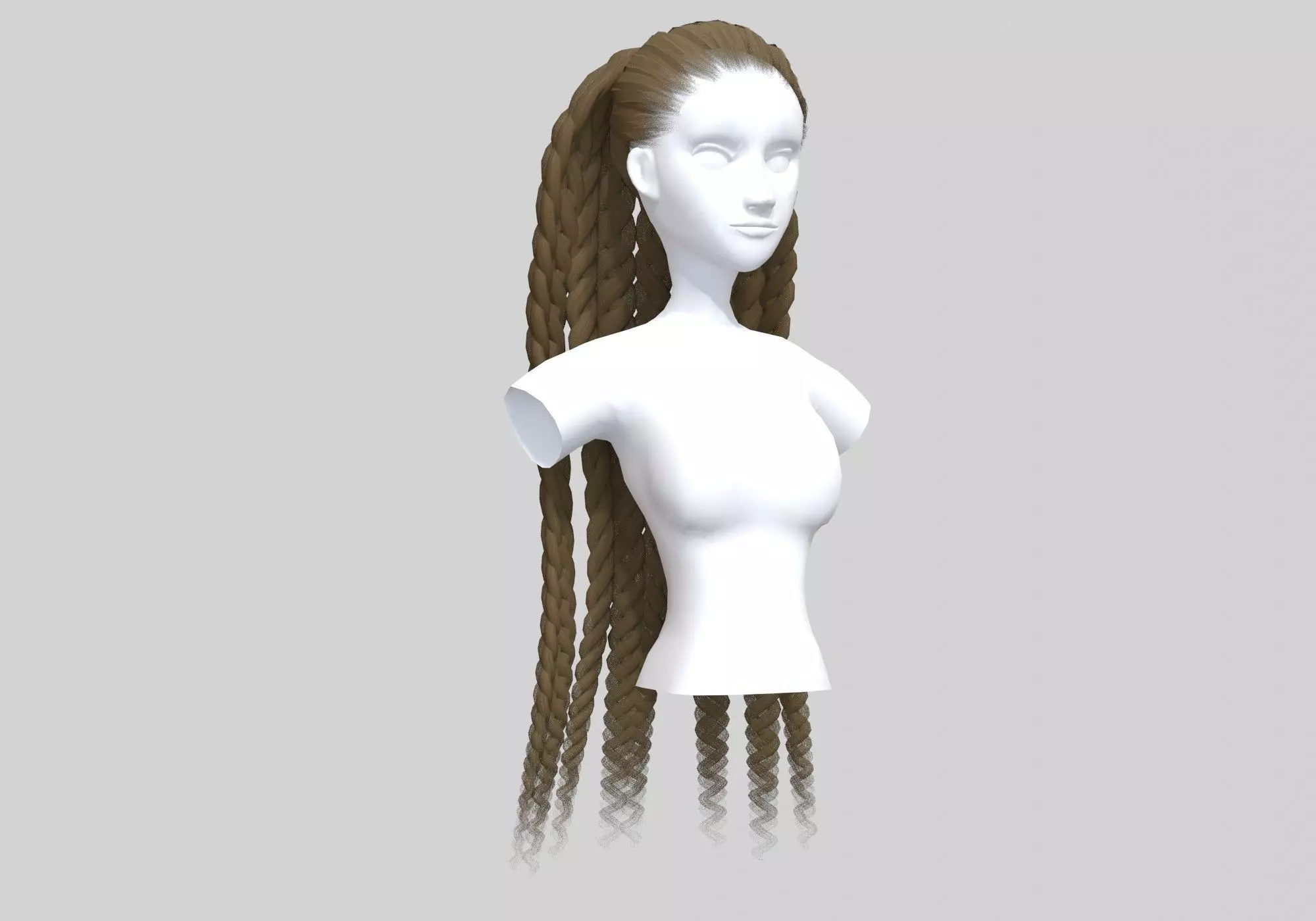 Ponytail Braids Hairstyle  3D model_0