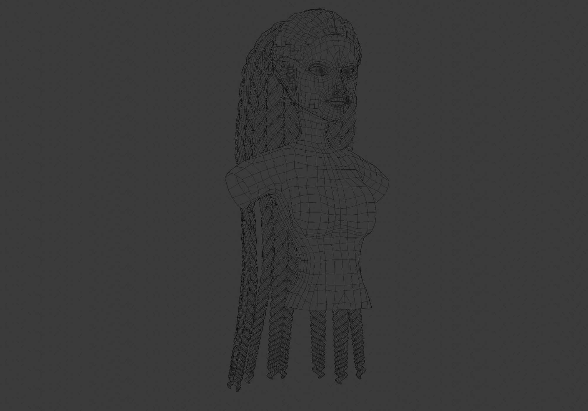 Ponytail Braids Hairstyle  3D model_6