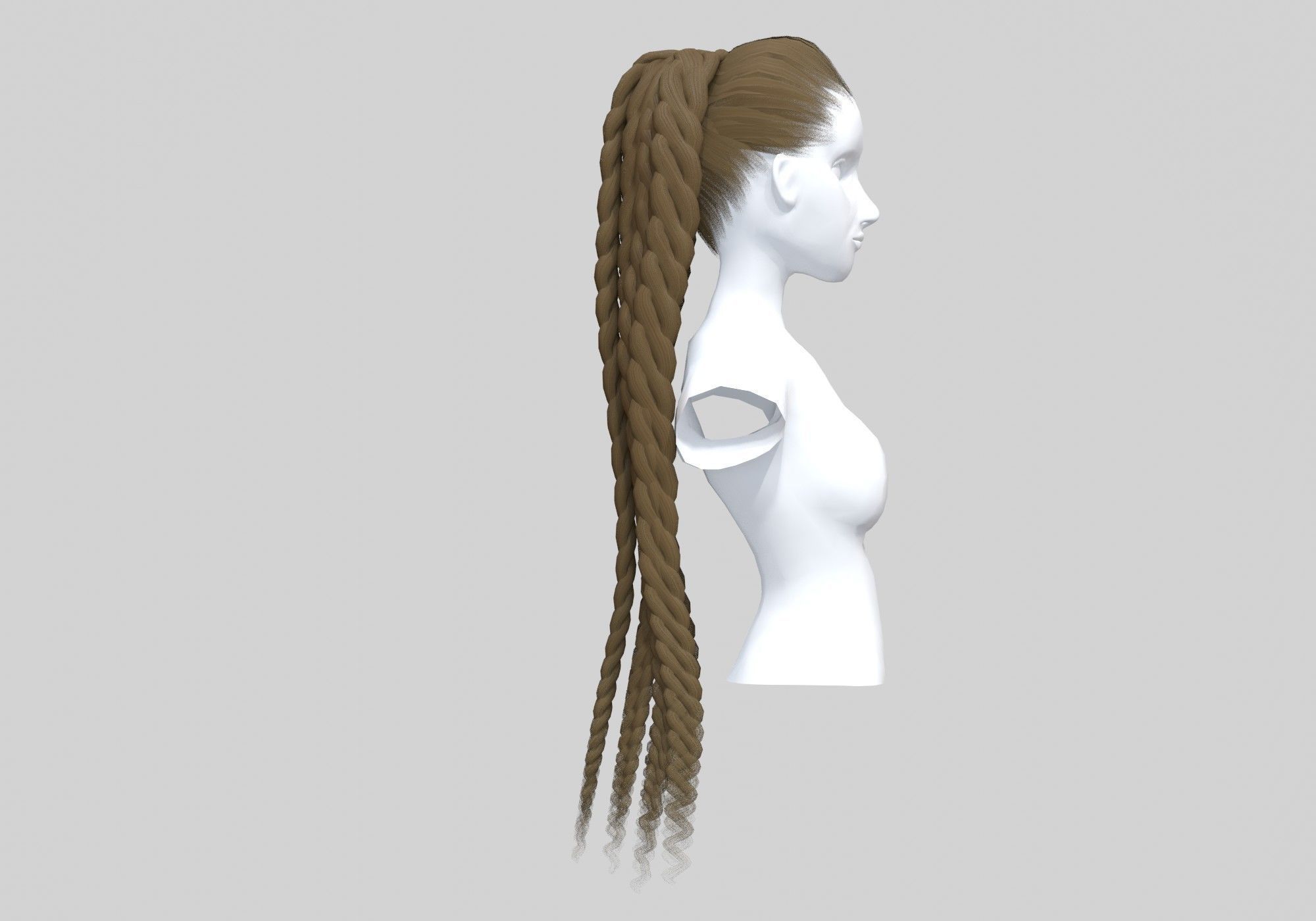 Ponytail Braids Hairstyle  3D model_2