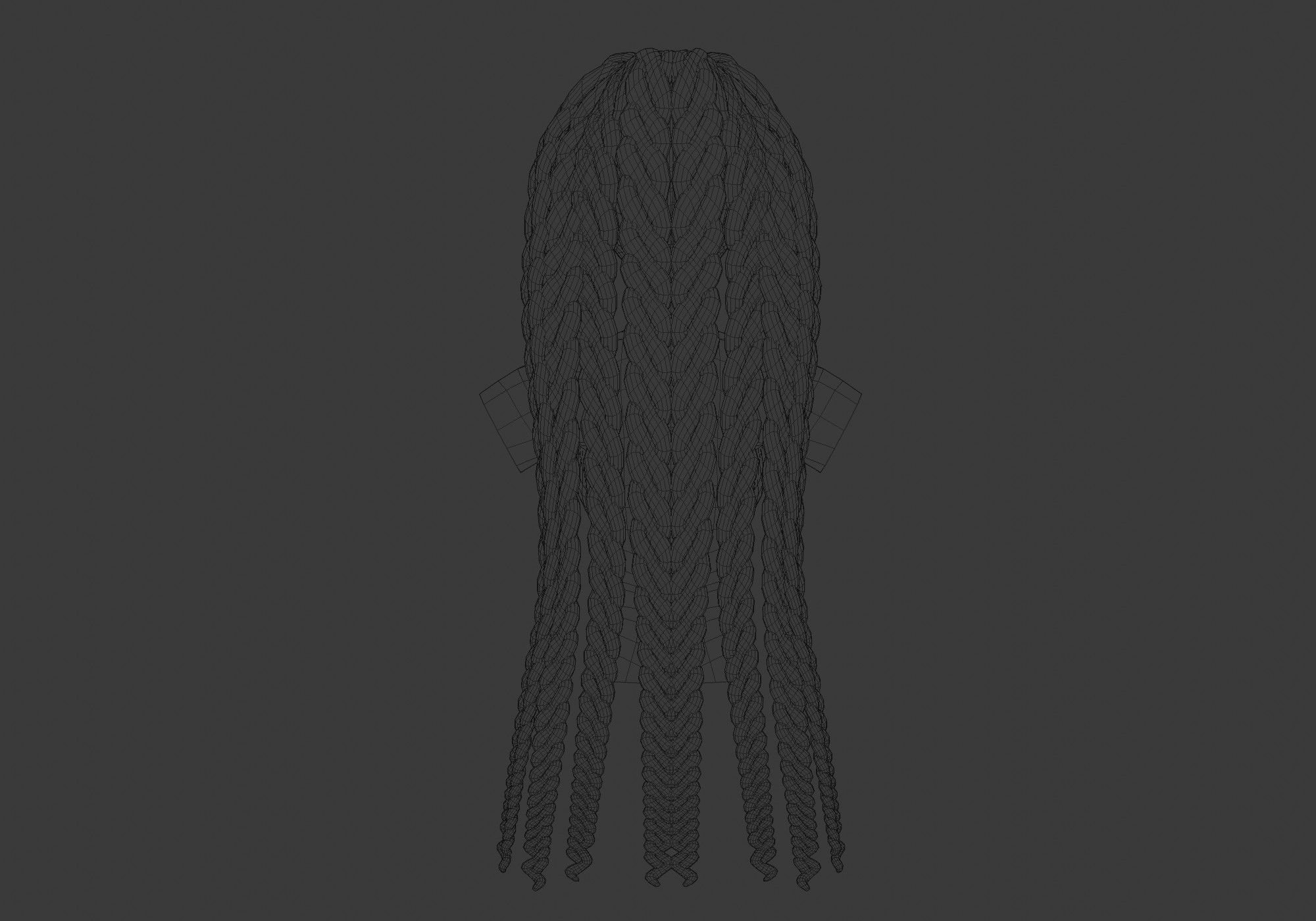 Ponytail Braids Hairstyle  3D model_9