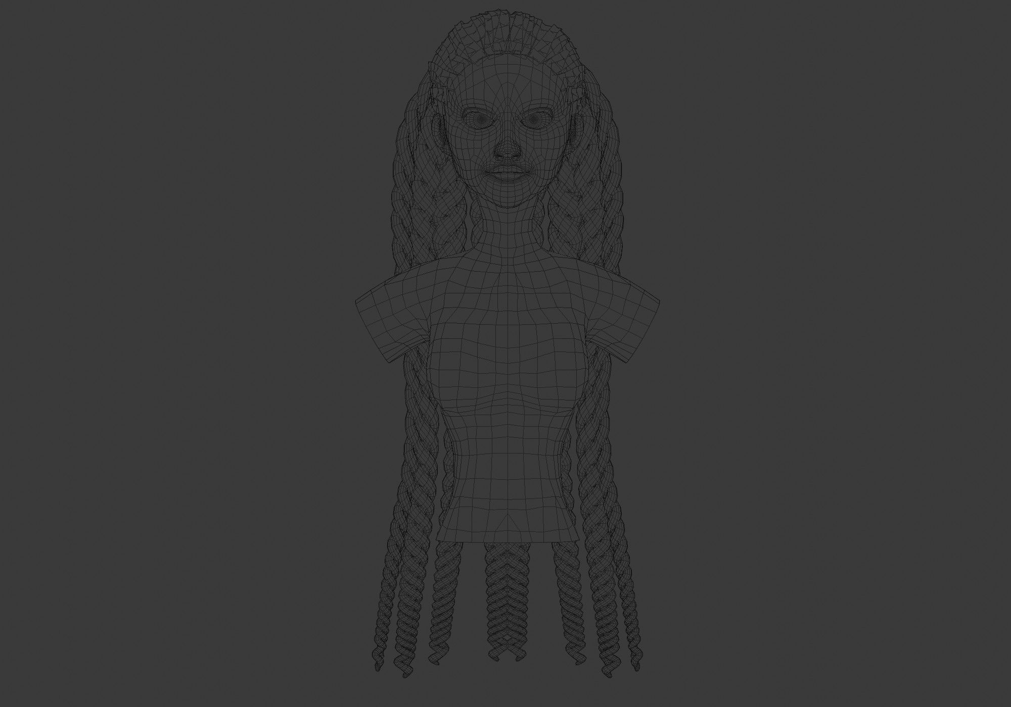 Ponytail Braids Hairstyle  3D model_5