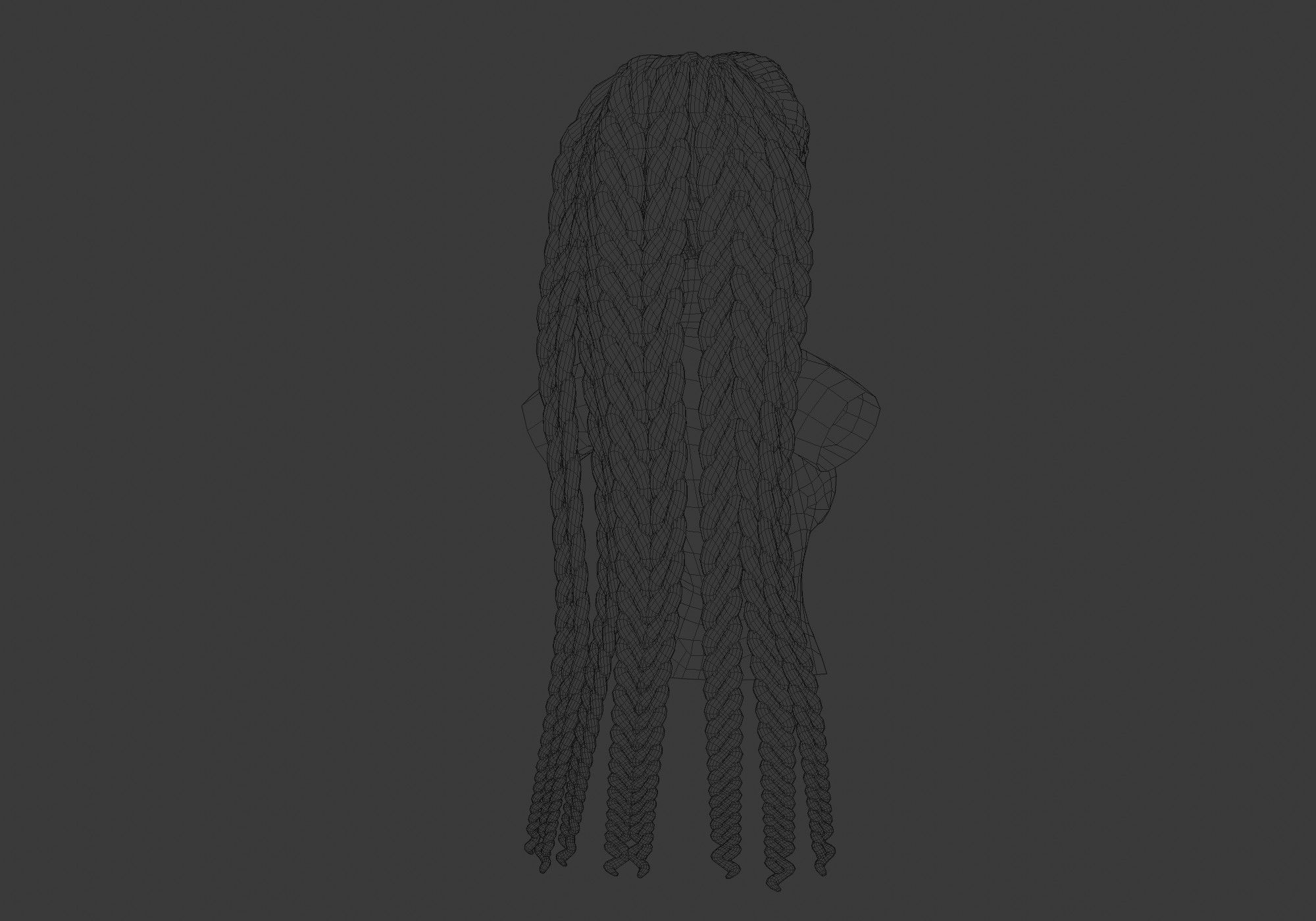 Ponytail Braids Hairstyle  3D model_8