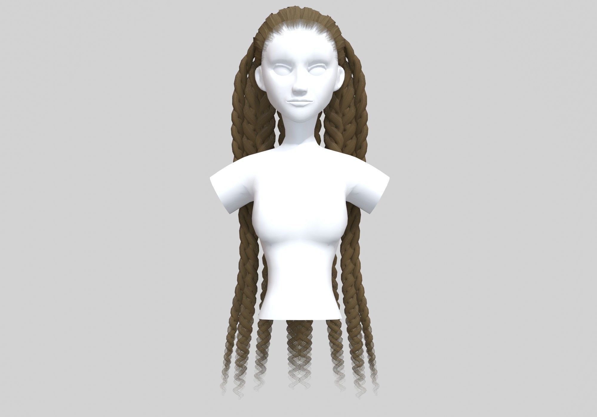 Ponytail Braids Hairstyle  3D model_1