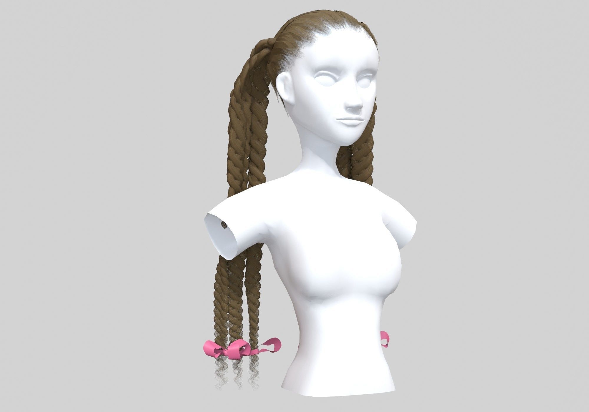 Pigtails Female Hairstyle 3D model_1