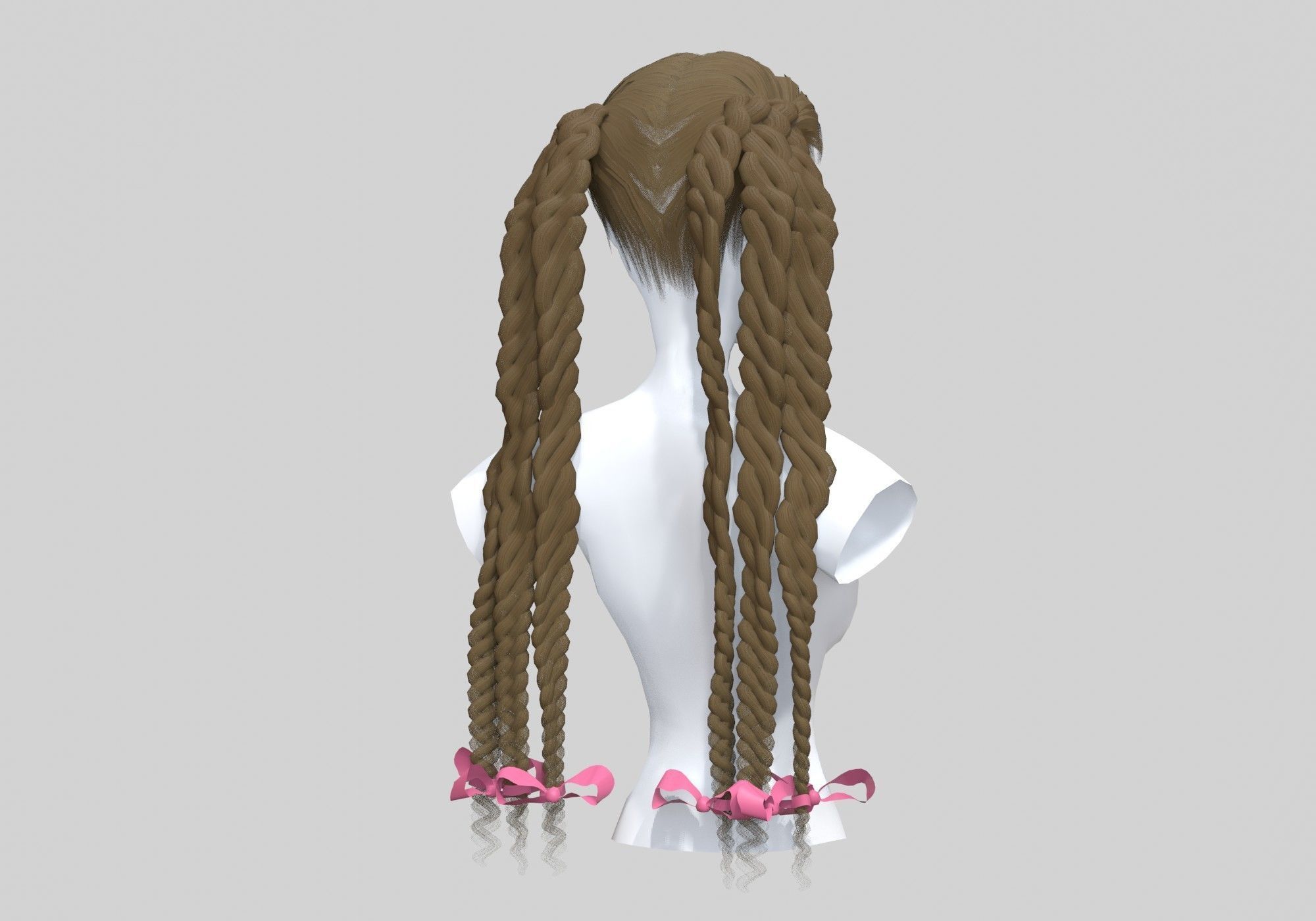 Pigtails Female Hairstyle 3D model_3