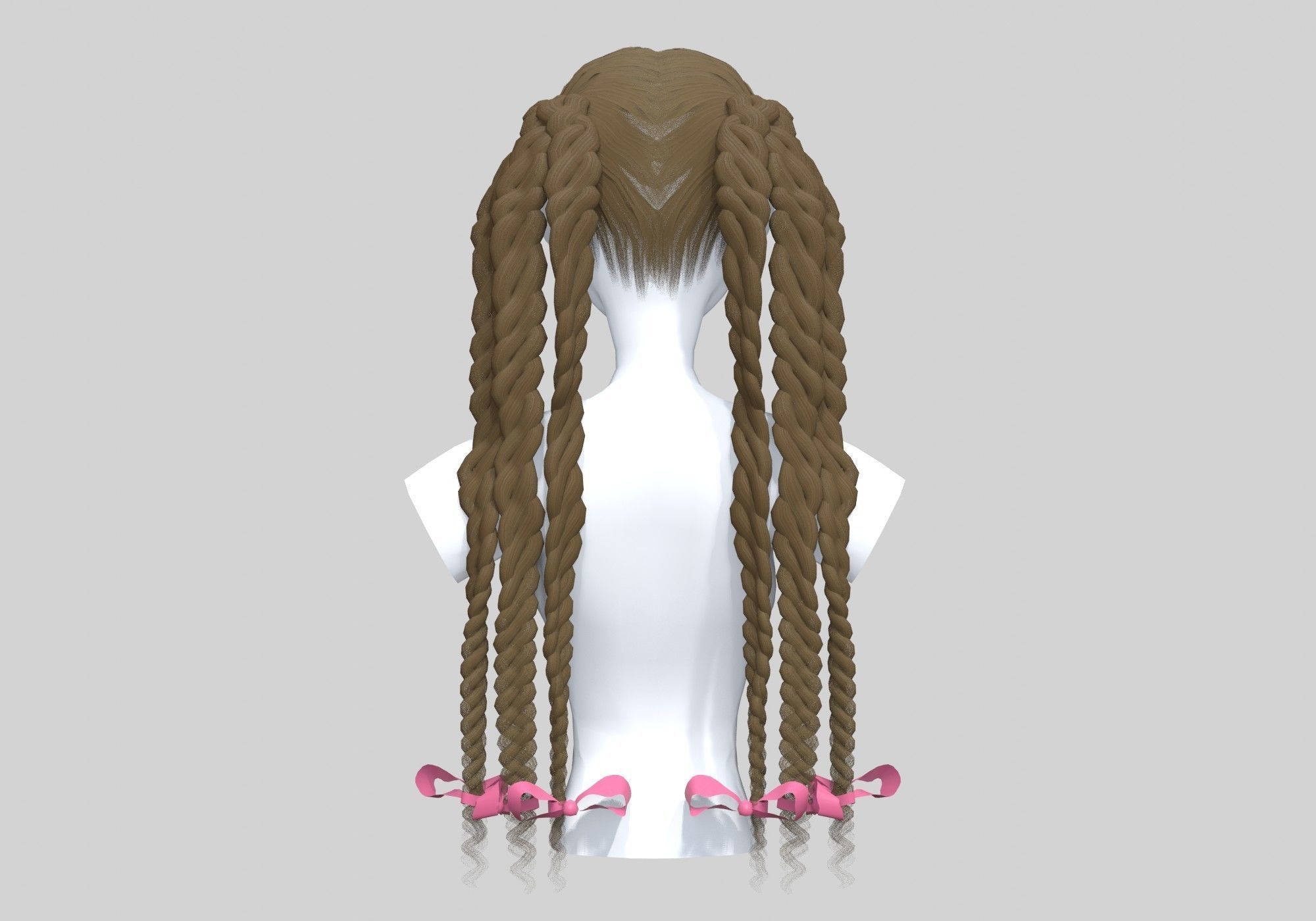 Pigtails Female Hairstyle 3D model_4