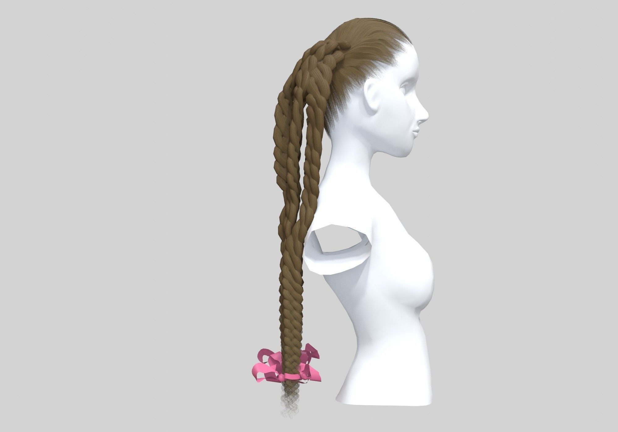 Pigtails Female Hairstyle 3D model_2