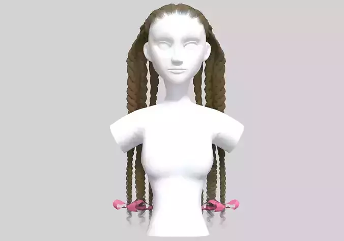 Pigtails Female Hairstyle 3D model Pigtails Female Hairstyle 3D model