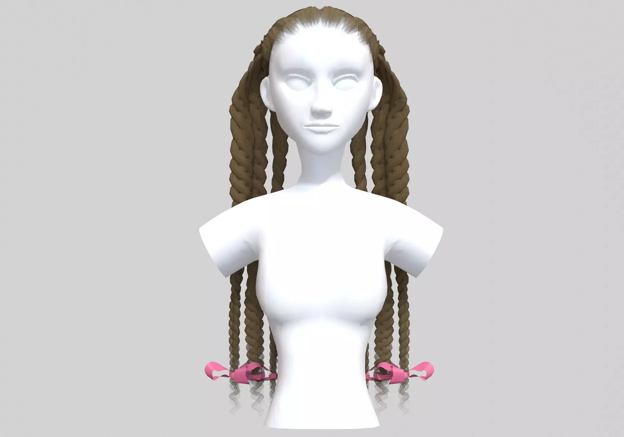 Pigtails Female Hairstyle 3D model_0