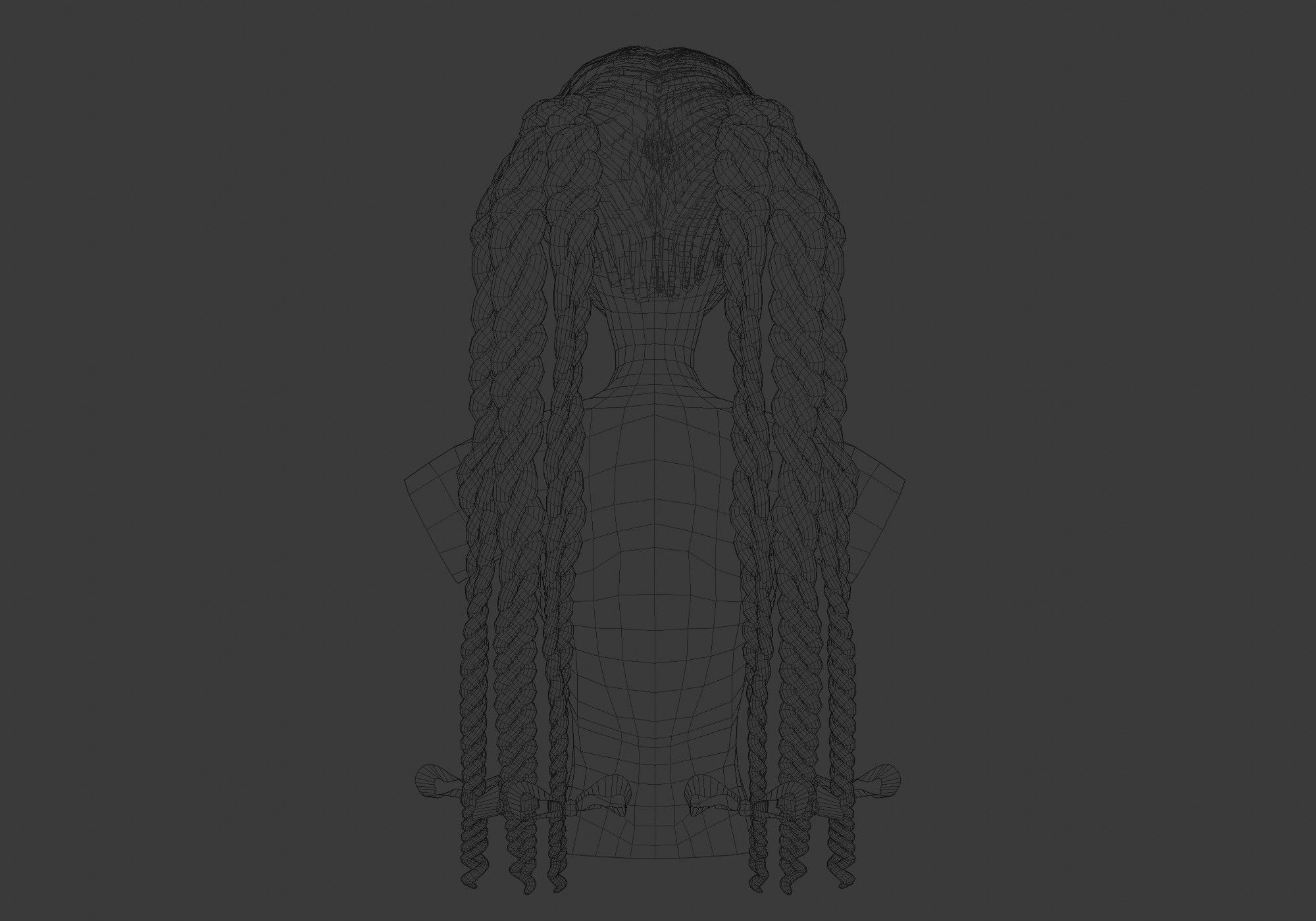 Pigtails Female Hairstyle 3D model_9