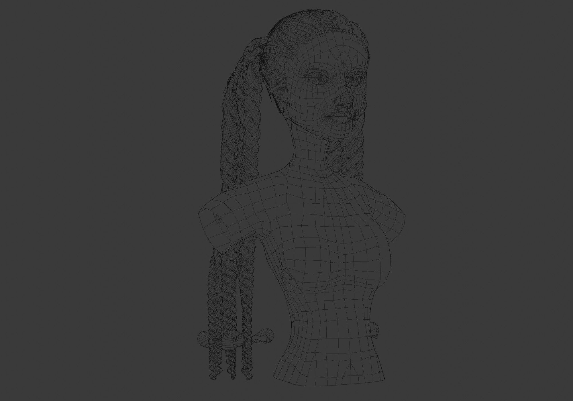 Pigtails Female Hairstyle 3D model_6