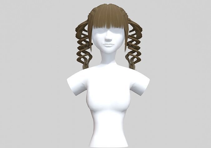 Pigtails Curly Hair  3D model