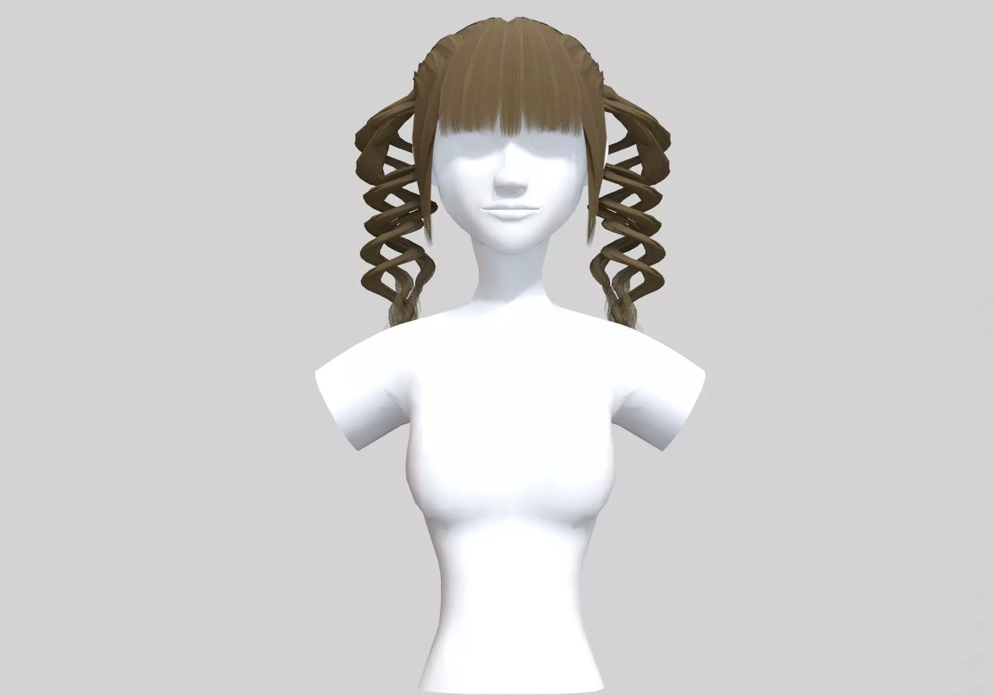 Pigtails Curly Hair 3D model_0