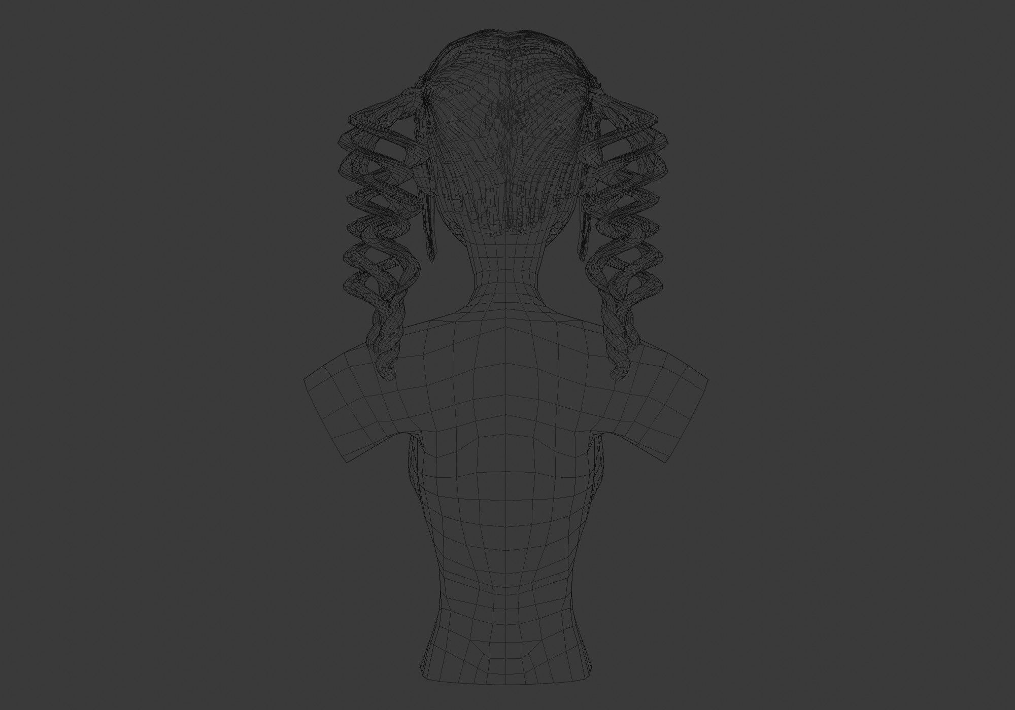 Pigtails Curly Hair 3D model_9