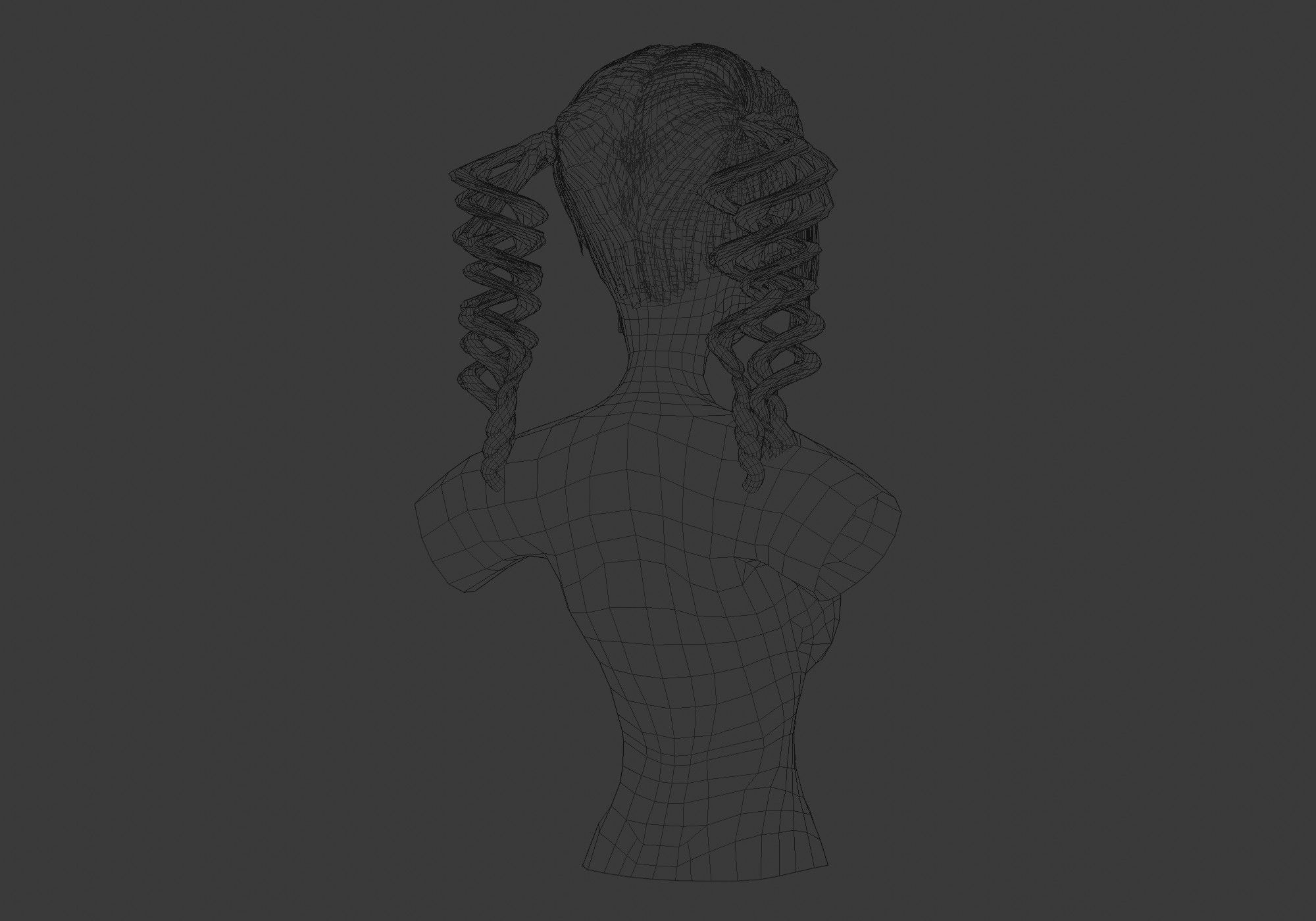 Pigtails Curly Hair 3D model_8