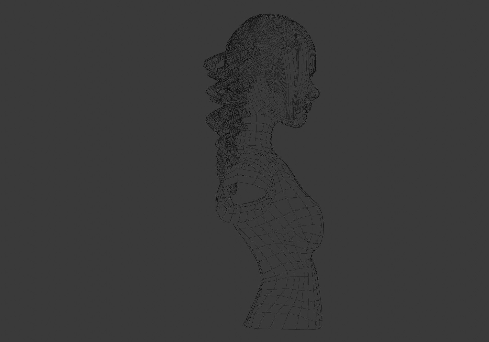 Pigtails Curly Hair 3D model_7