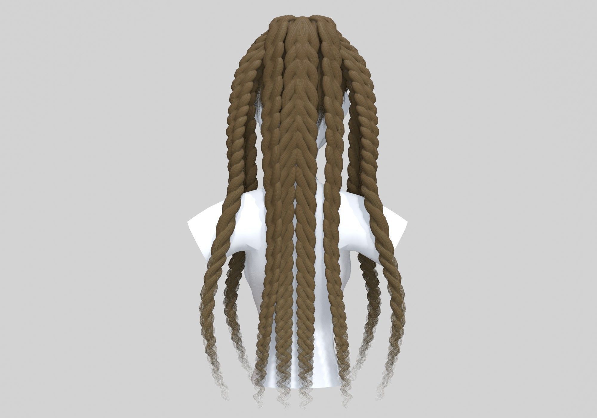 Long Stylized Hairstyle 3D model_4