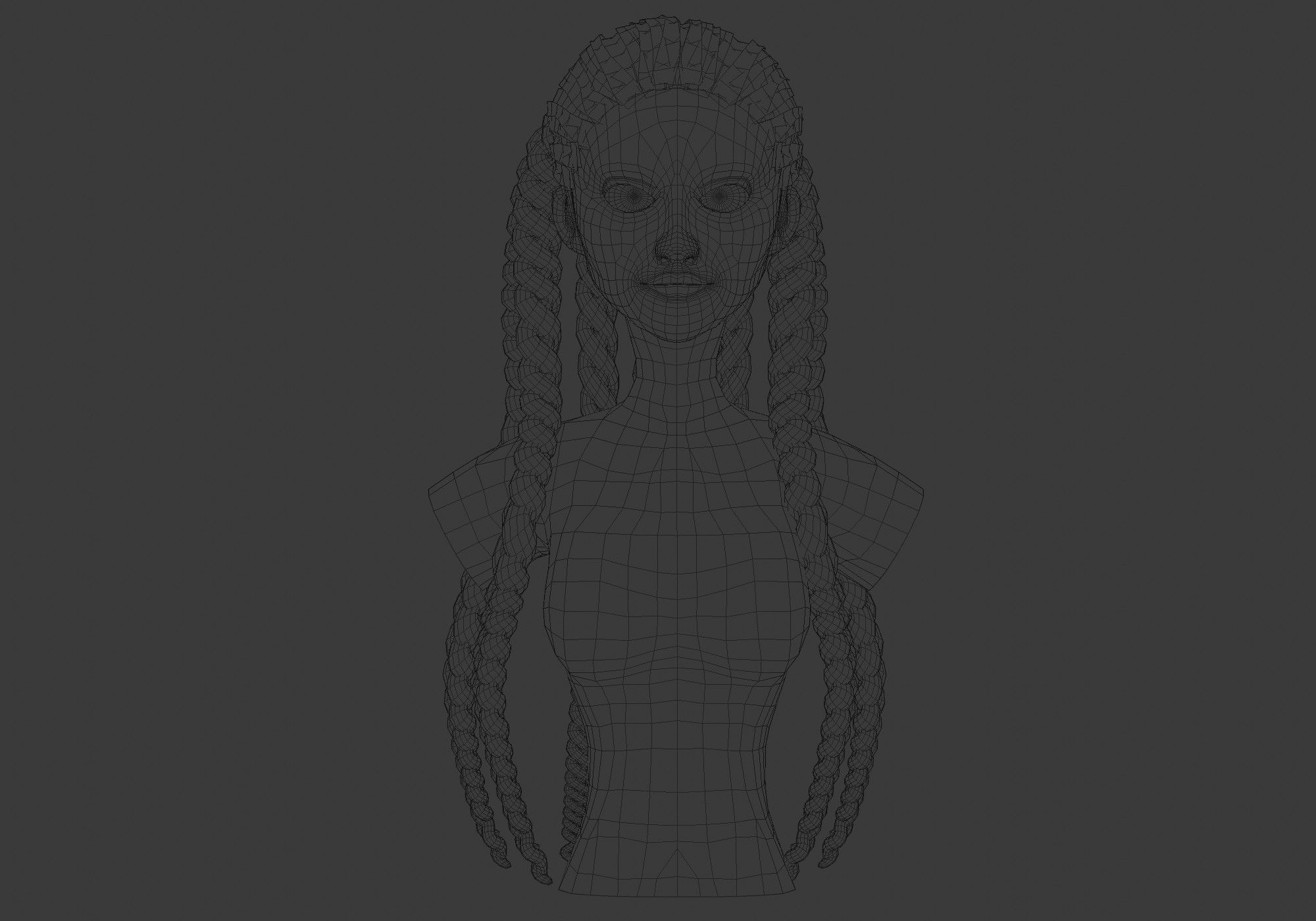 Long Stylized Hairstyle 3D model_5