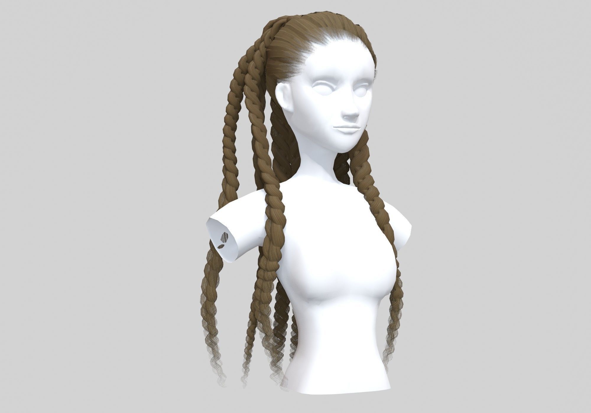Long Stylized Hairstyle 3D model_1