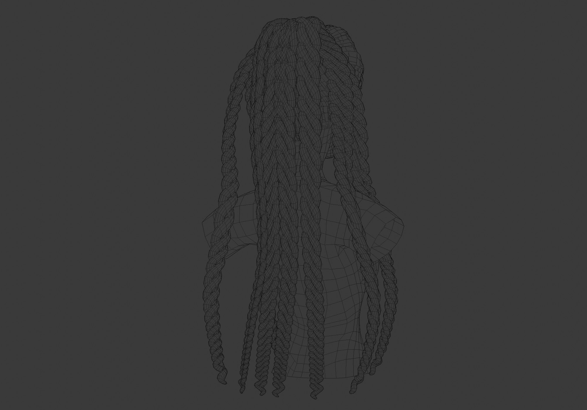 Long Stylized Hairstyle 3D model_8