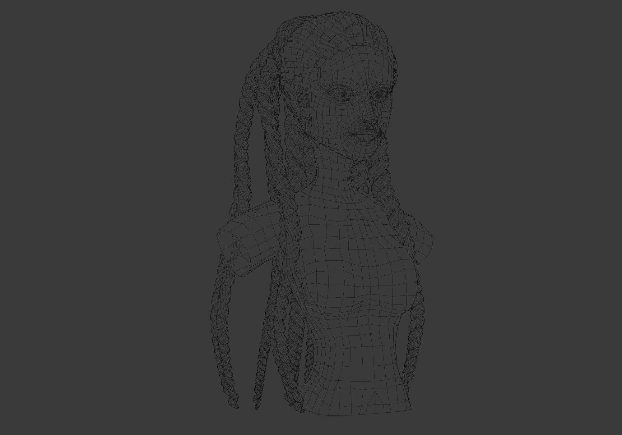 Long Stylized Hairstyle 3D model_6