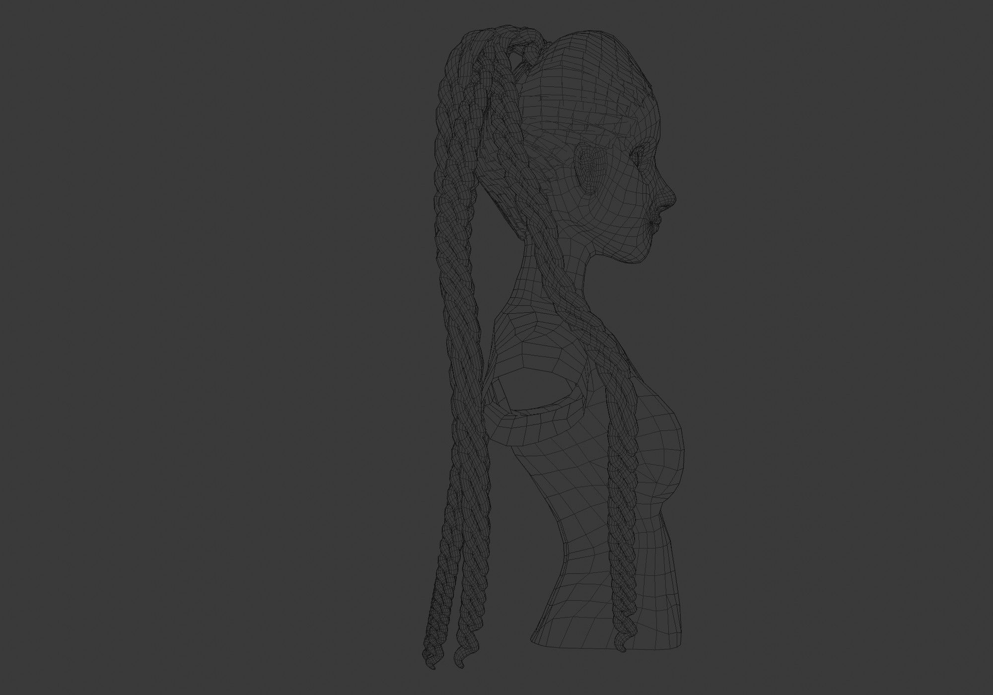 Long Stylized Hairstyle 3D model_7
