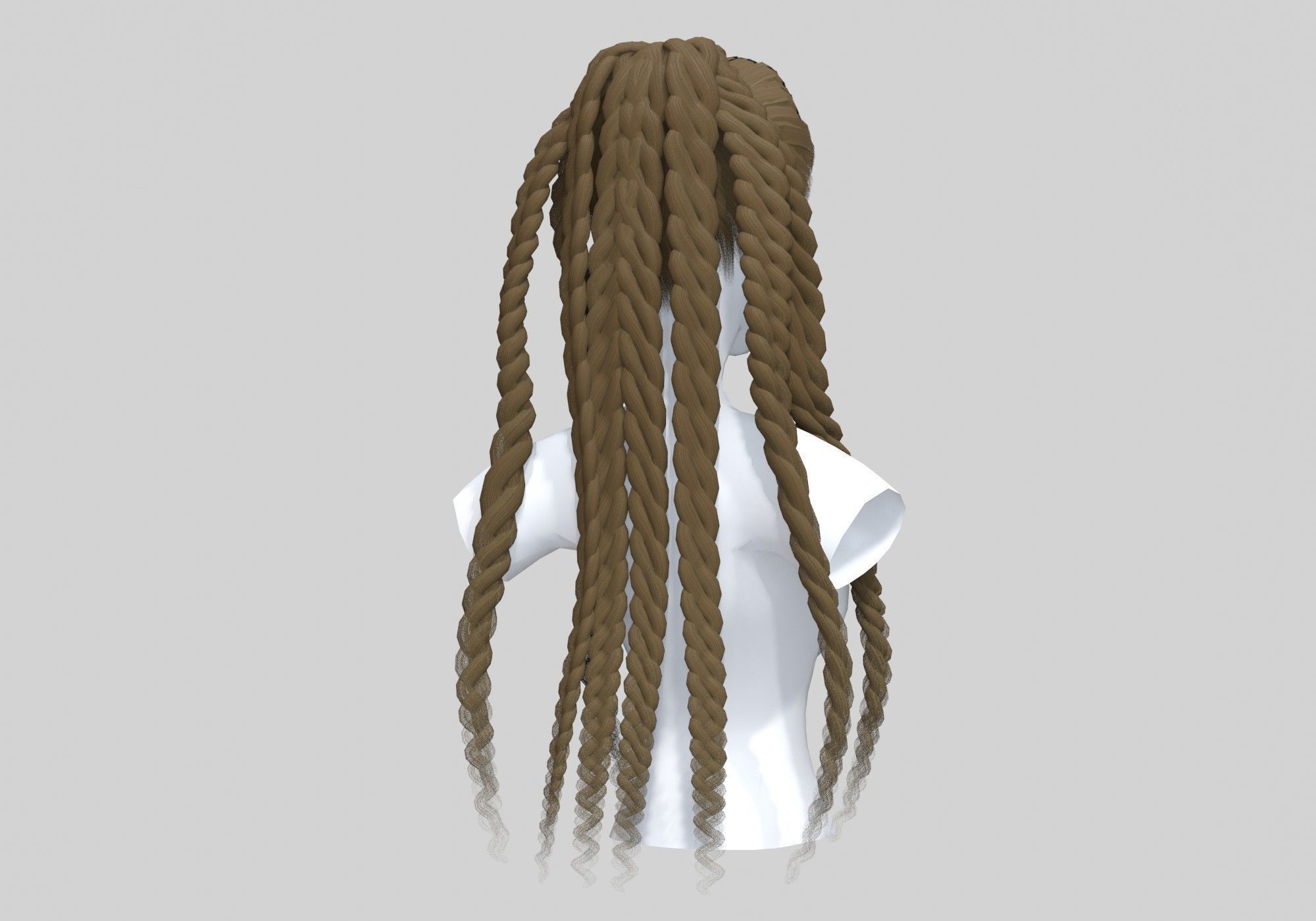 Long Stylized Hairstyle 3D model_3