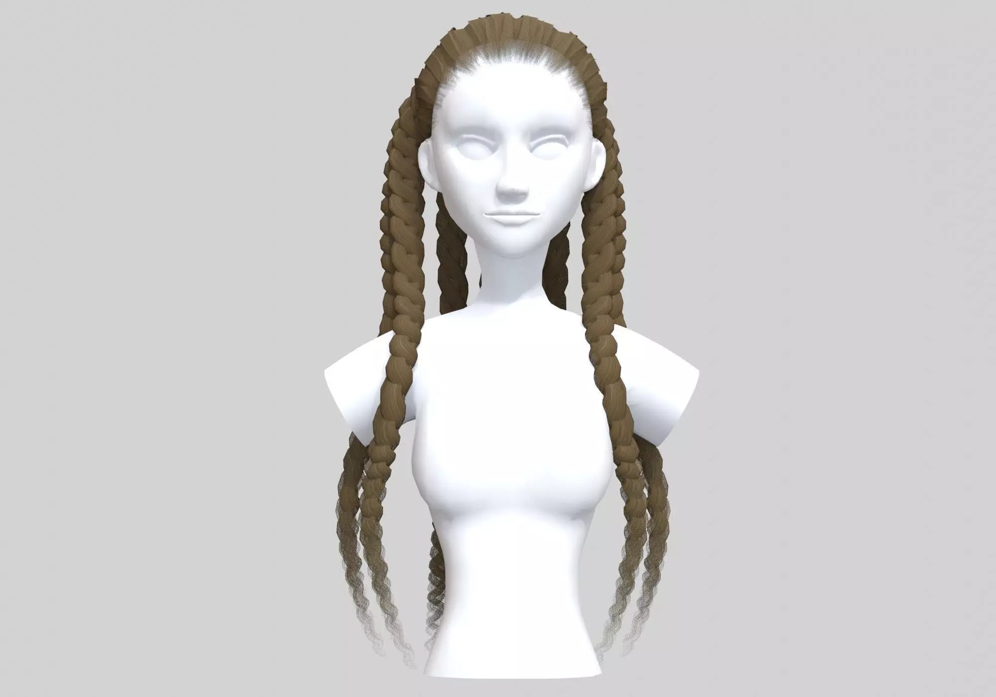 Long Stylized Hairstyle 3D model_0