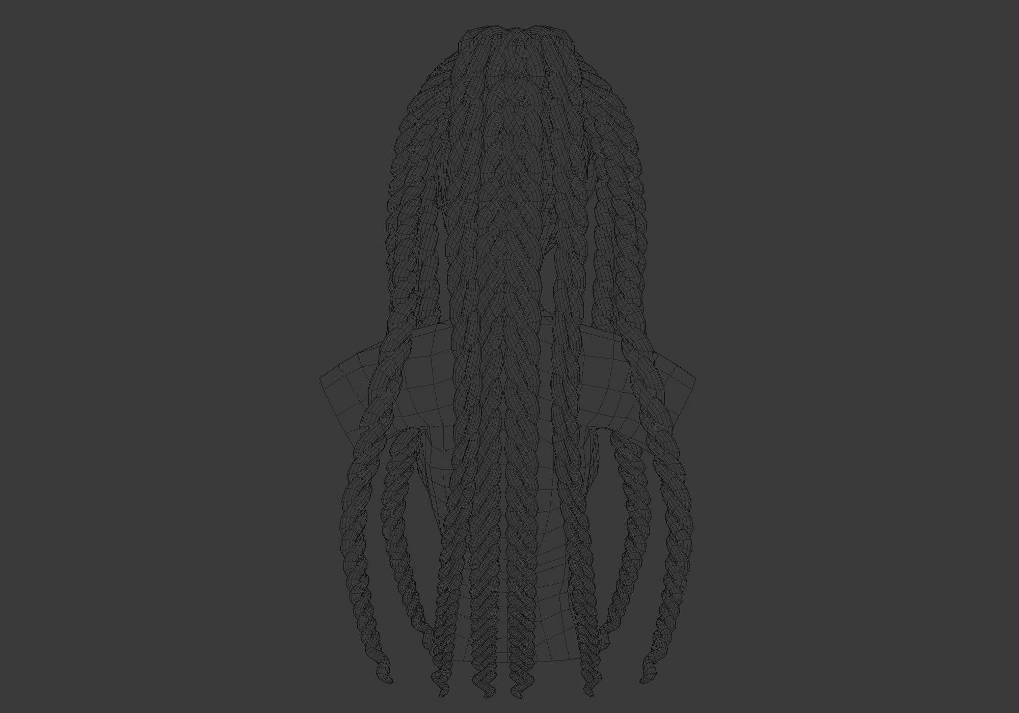 Long Stylized Hairstyle 3D model_9