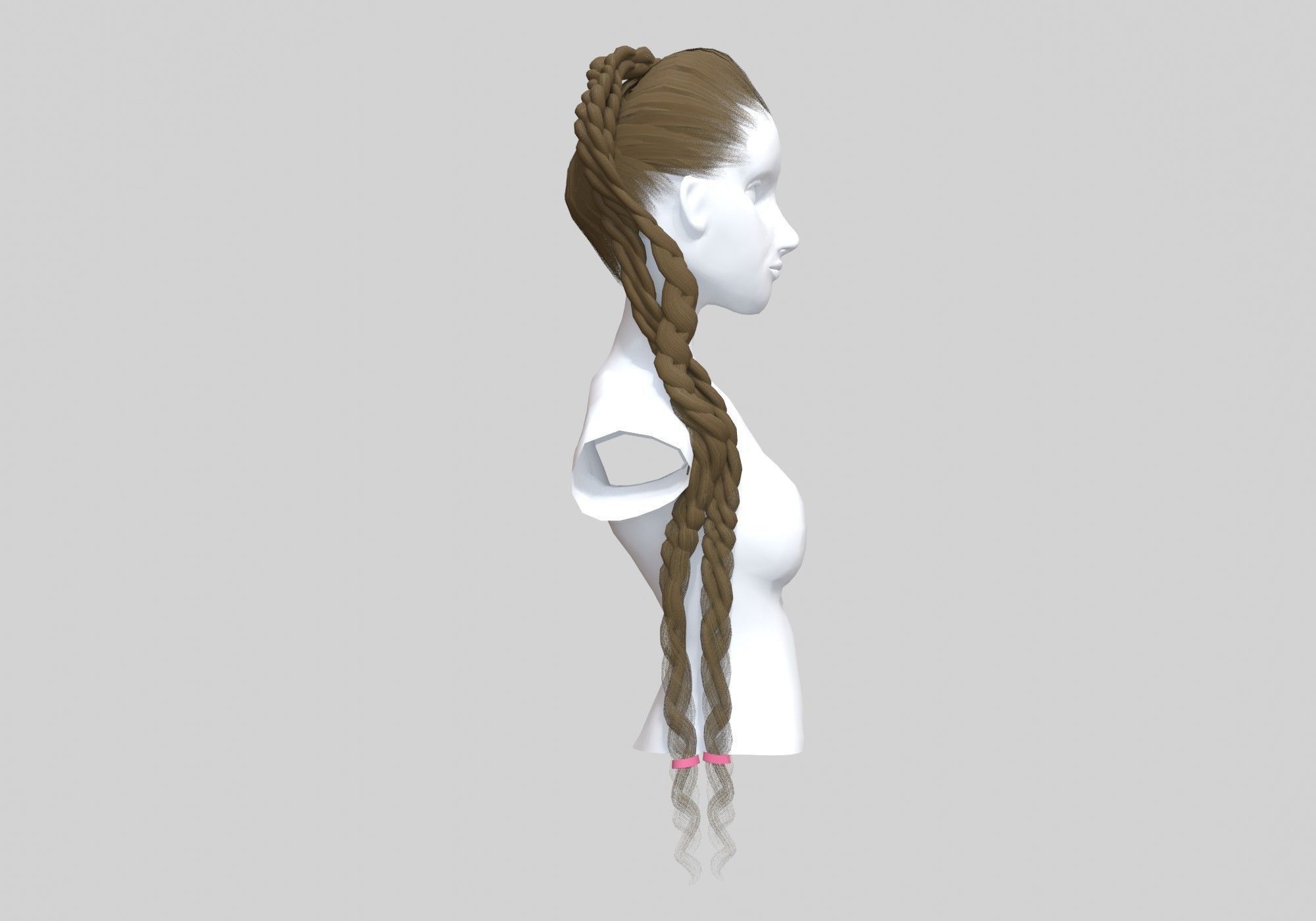 Long Ponytail Hairstyle  3D model_2