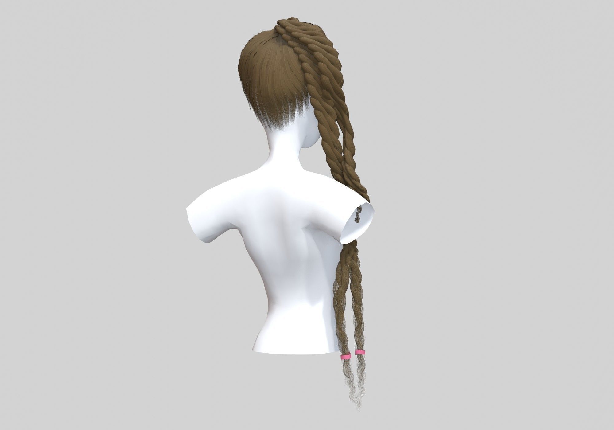 Long Ponytail Hairstyle  3D model_3