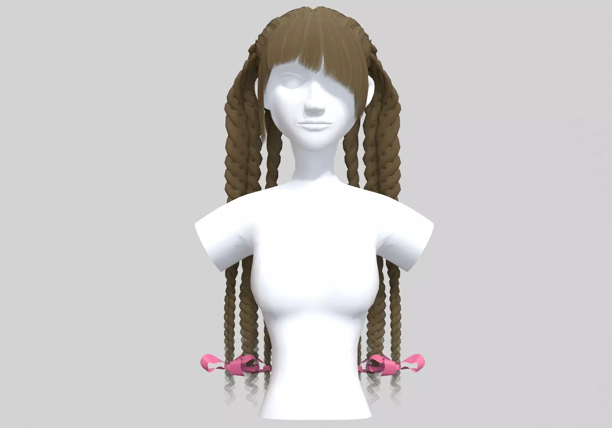 Long Female Hairstyle 3D model_0